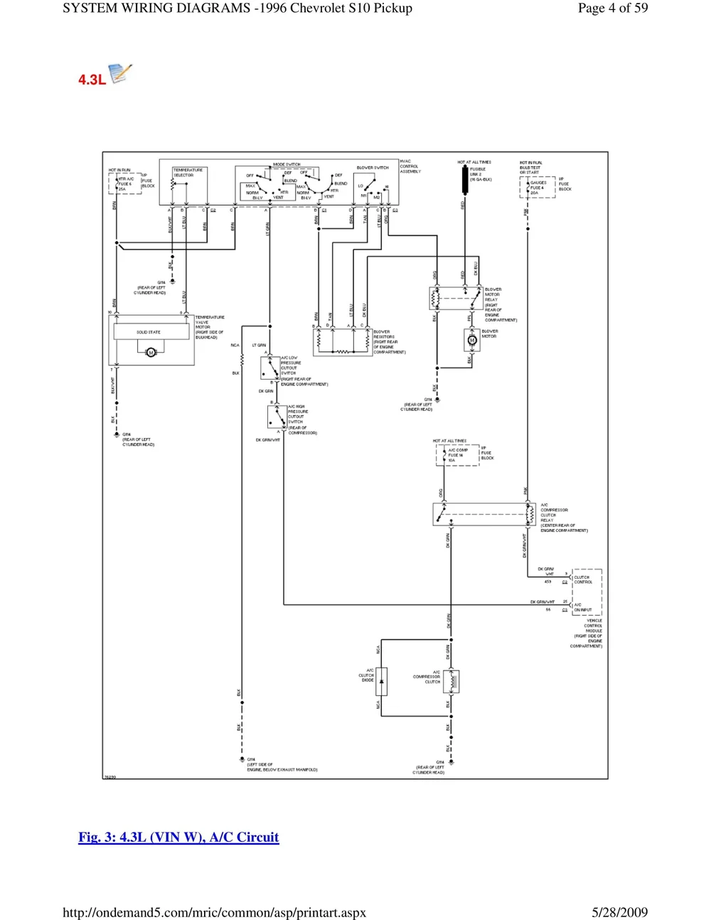 1996 Chevrolet S-10 Pickup Wiring Diagrams — S10LIFE