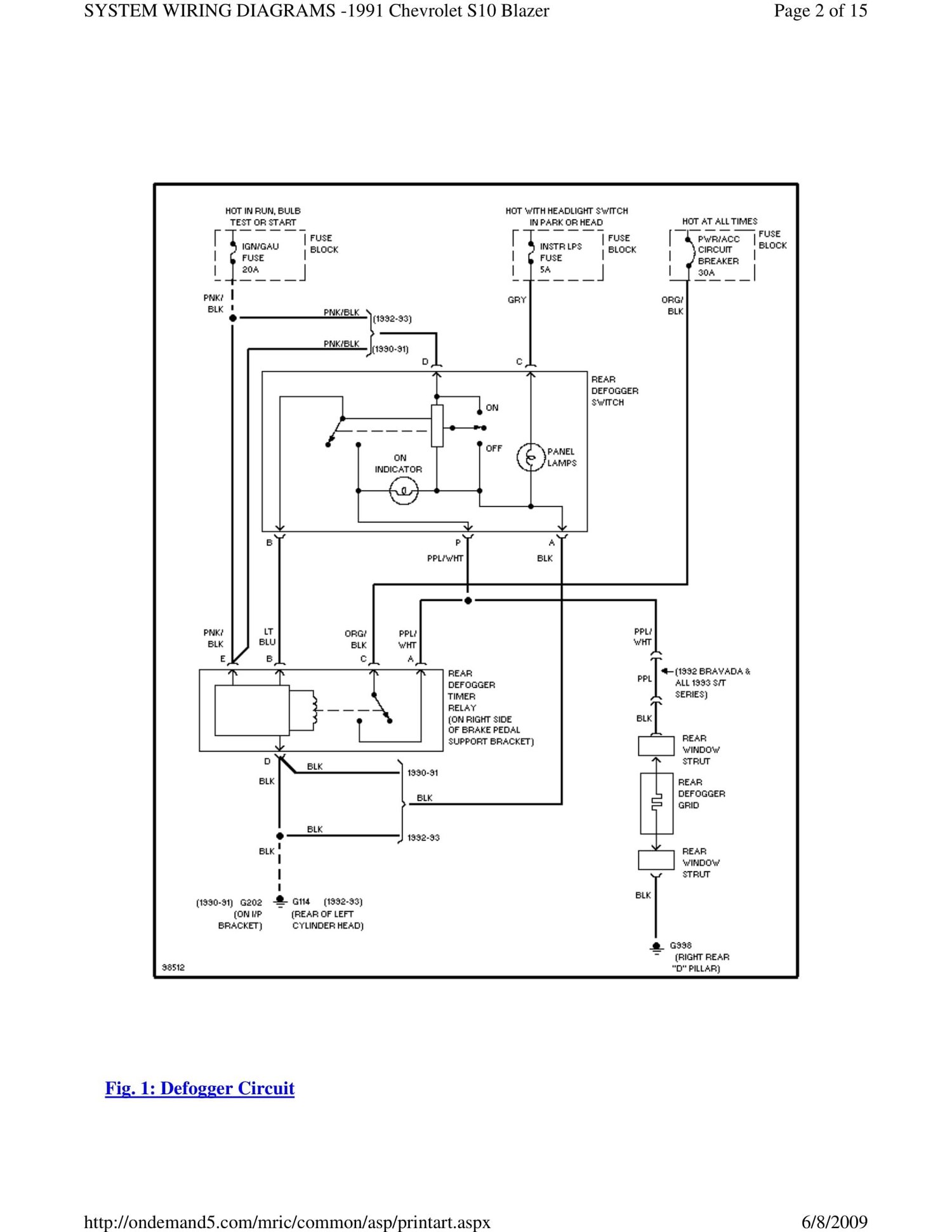 1991 Chevrolet S10 Blazer Wiring Diagram — S10LIFE