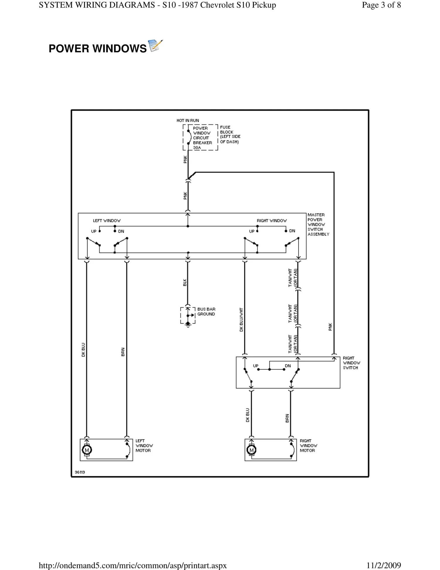 1987 Chevrolet S-10 WIRING DIAGRAMS — S10LIFE