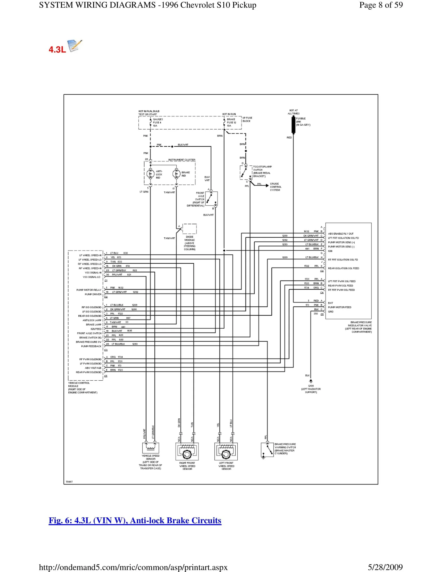 1996 Chevrolet S-10 Pickup Wiring Diagrams — S10LIFE