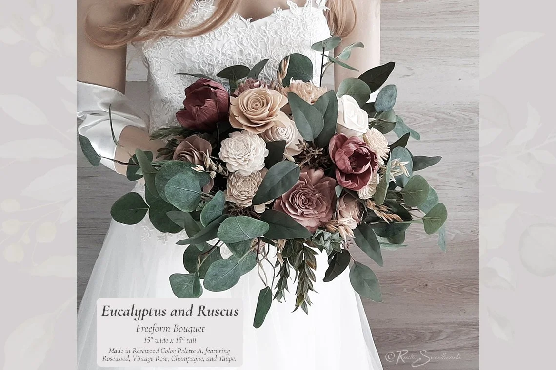 Eucalyptus and Ruscus Collection in Rosewood - Bridal Bouquet