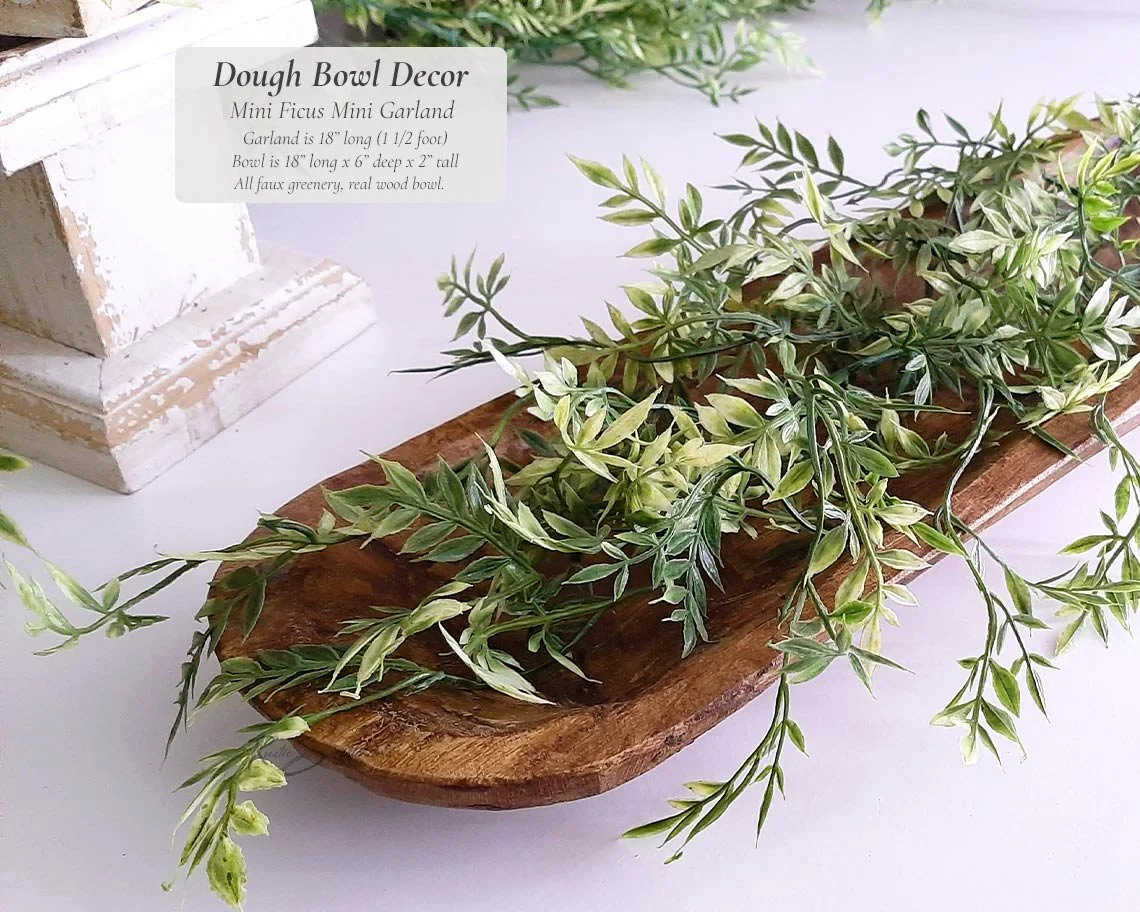 Dough Bowl Decor Greenery - Faux Mini Ficus 1.5' Mini Garland Filler