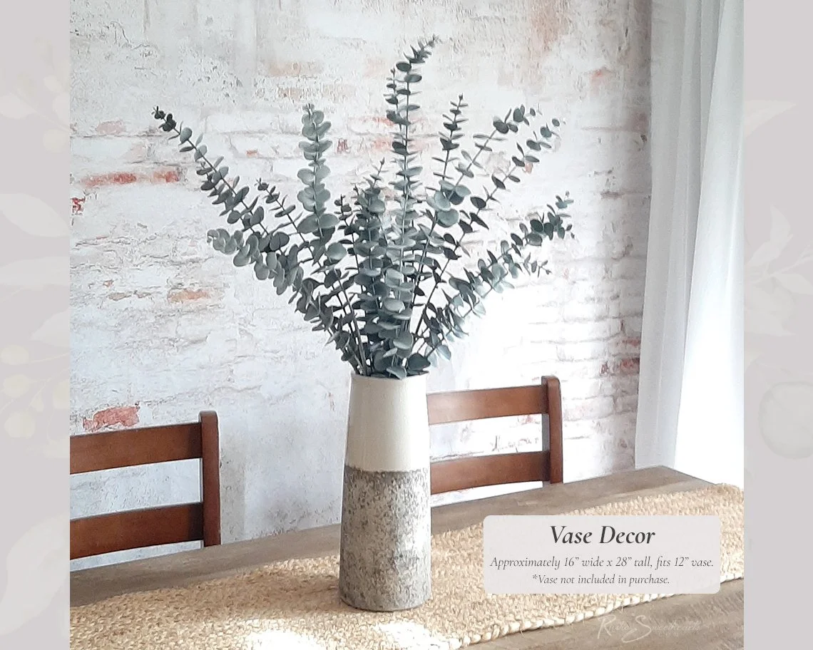 Vase Decor Centerpiece - Faux Lavender, Spiral Eucalyptus, Dusty Miller Arrangements