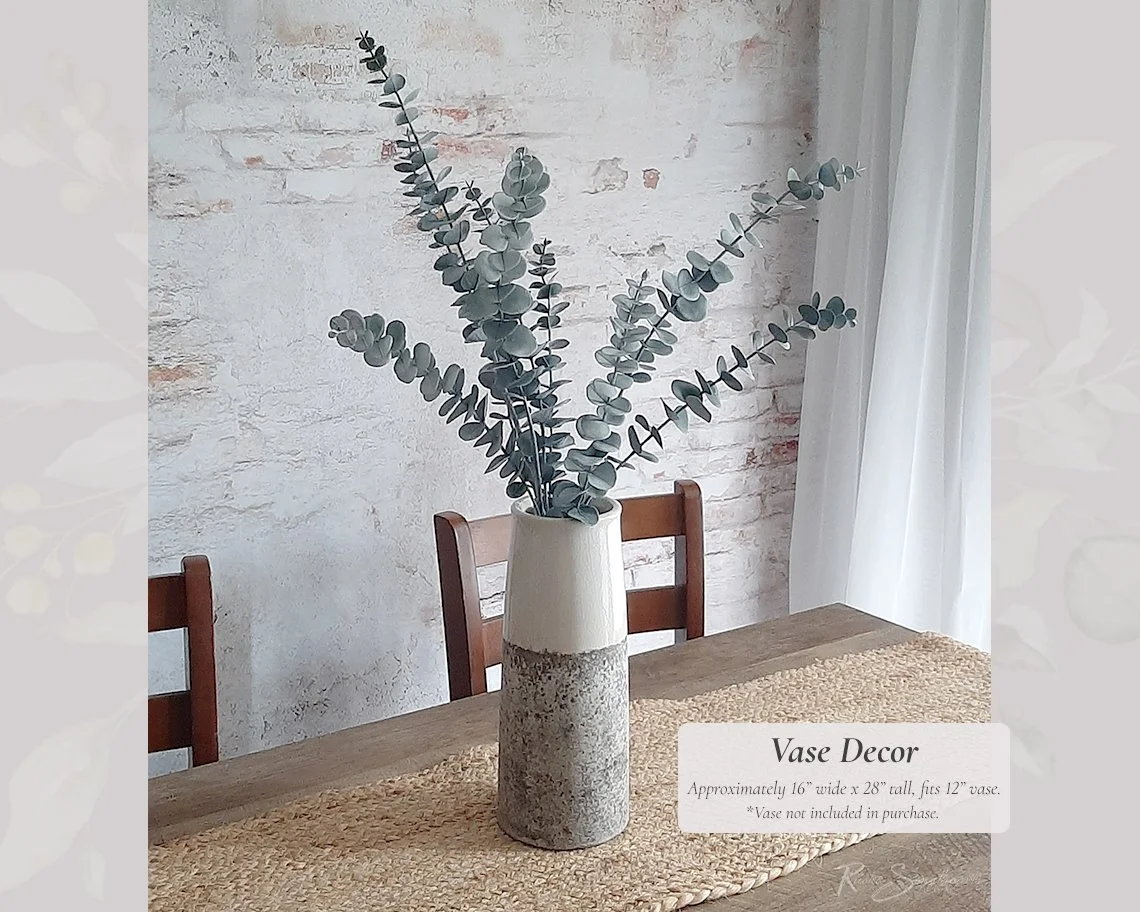 Vase Decor Centerpiece - Faux Lavender, Spiral Eucalyptus, Dusty Miller Arrangements