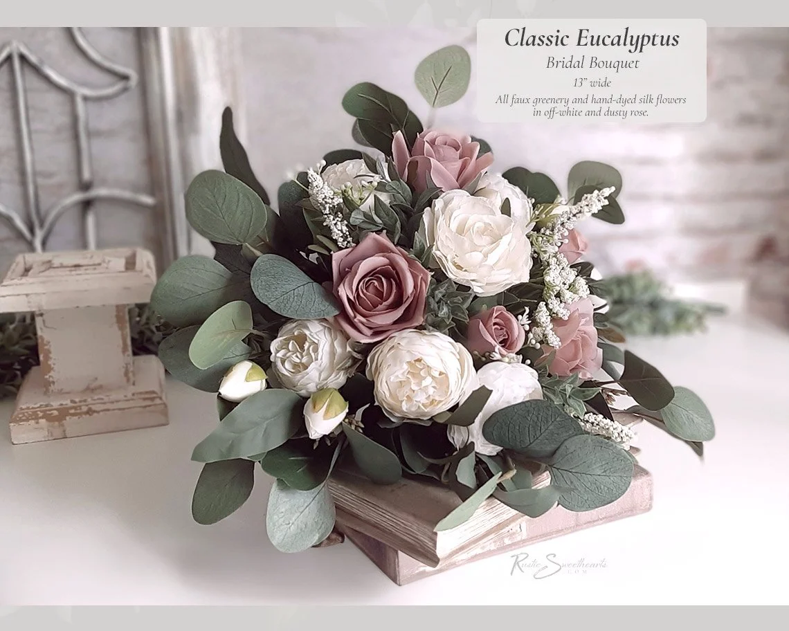 Classic Eucalyptus Collection in Dusty Rose - Bridal Bouquet