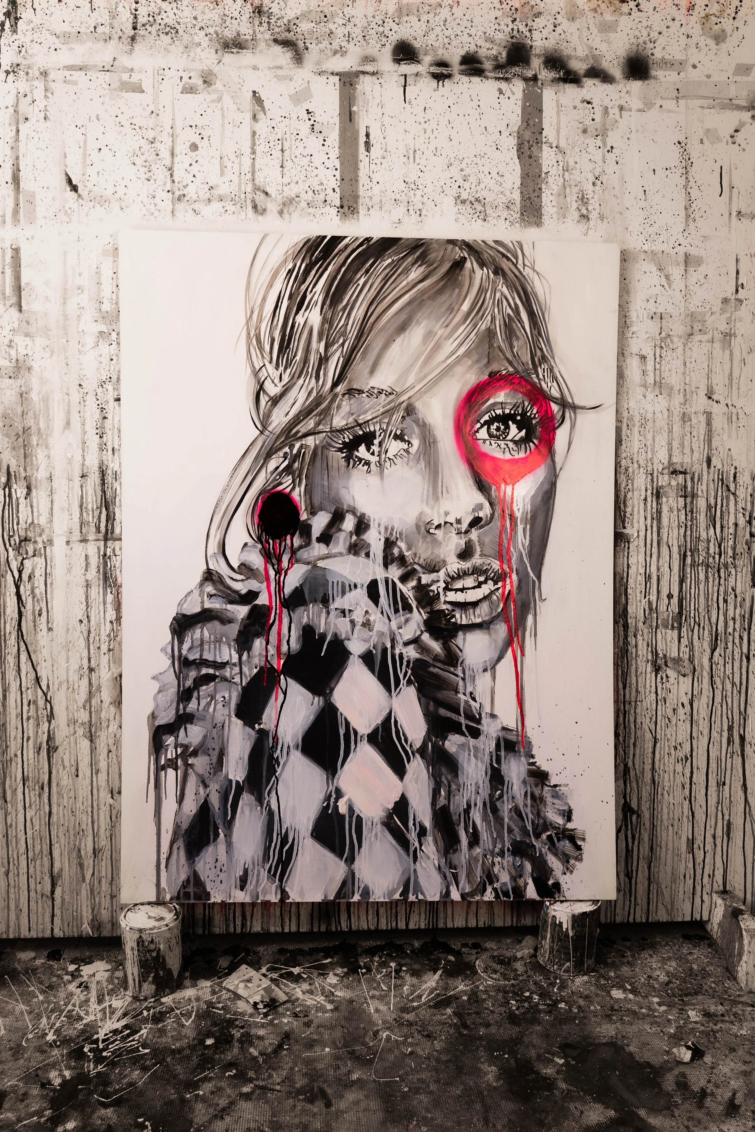 Harlequin Queen Original Portrait Painting Pop & Toast