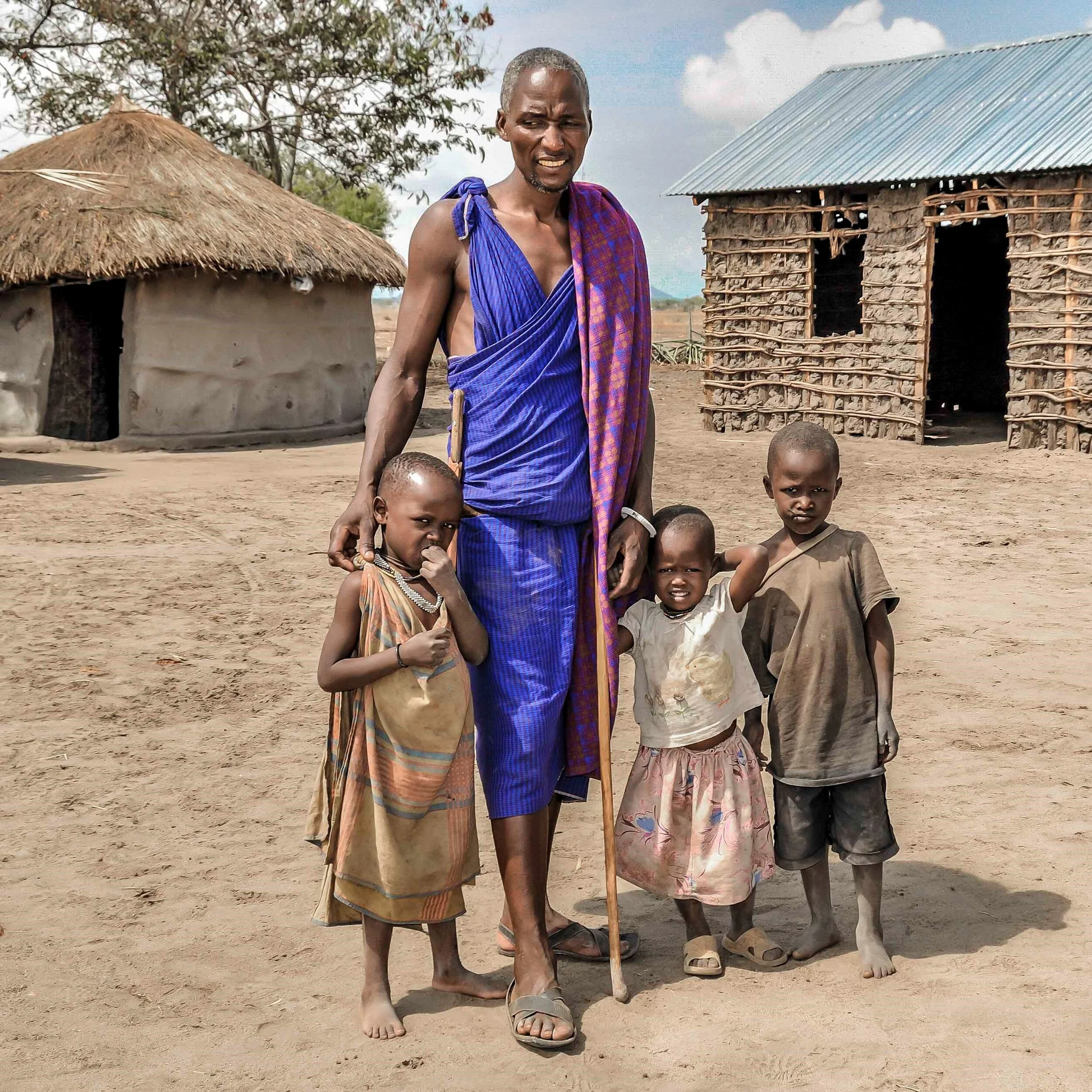 Maasai Father and Children, Tanzania