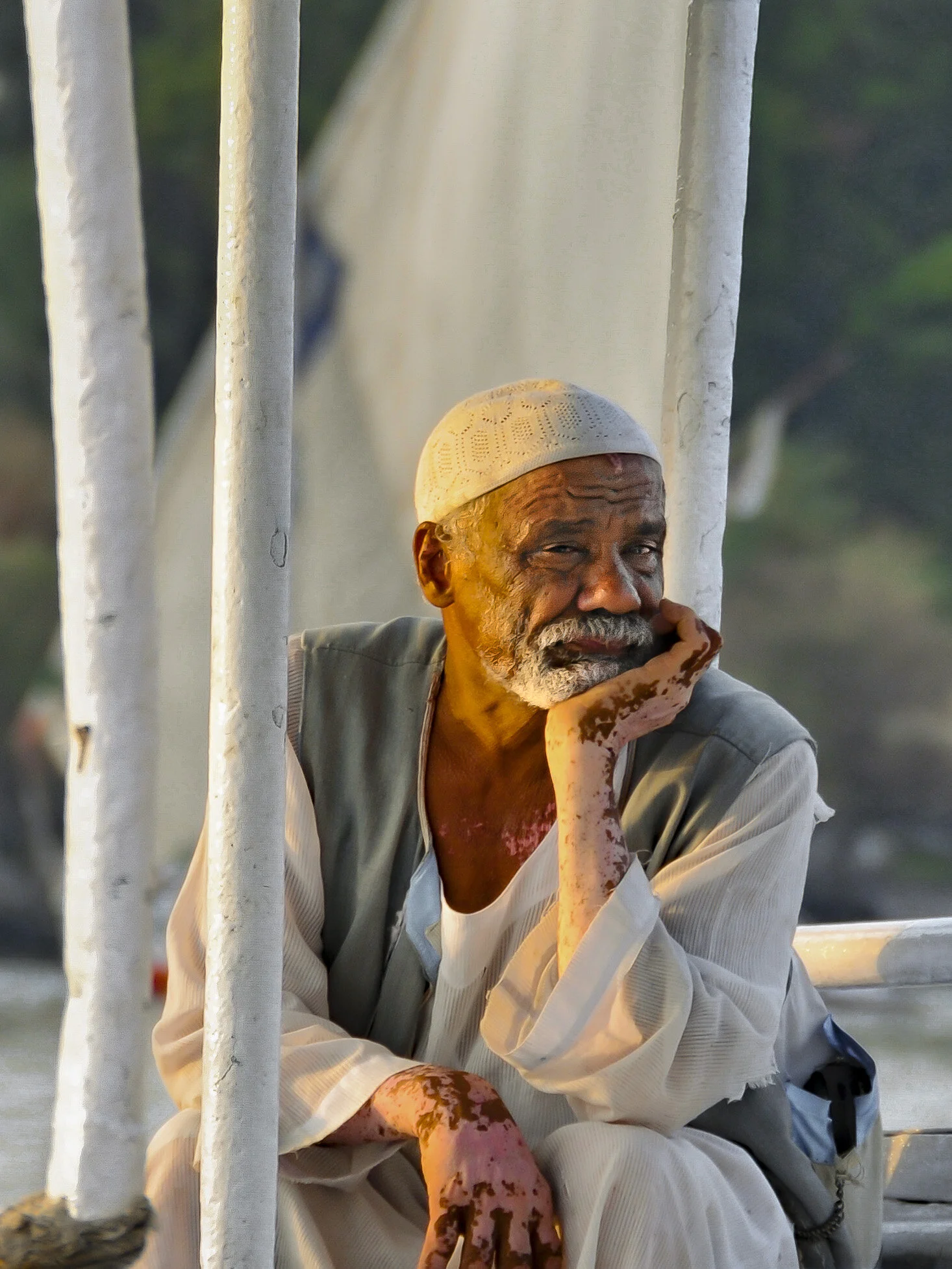 Pensive Boatman at Sunset, Luxor, Egypt