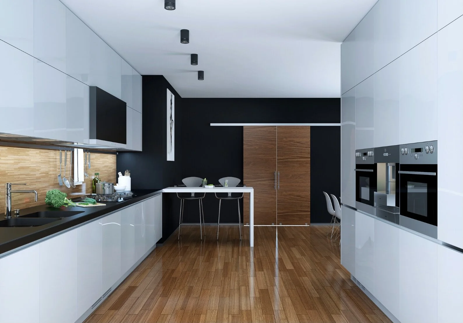 High gloss polyurethane kitchen
