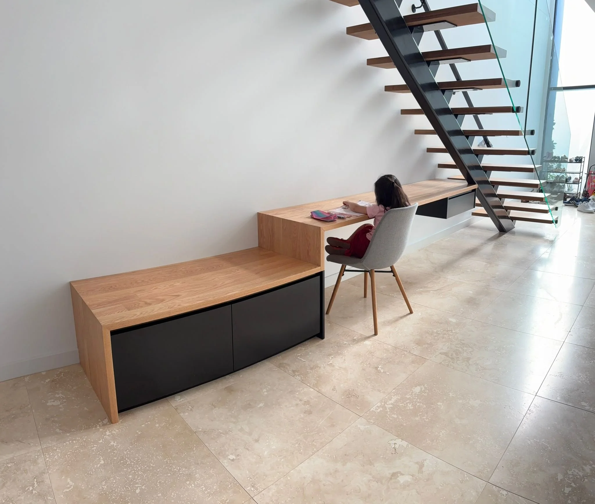 A desk that fits under the stairs