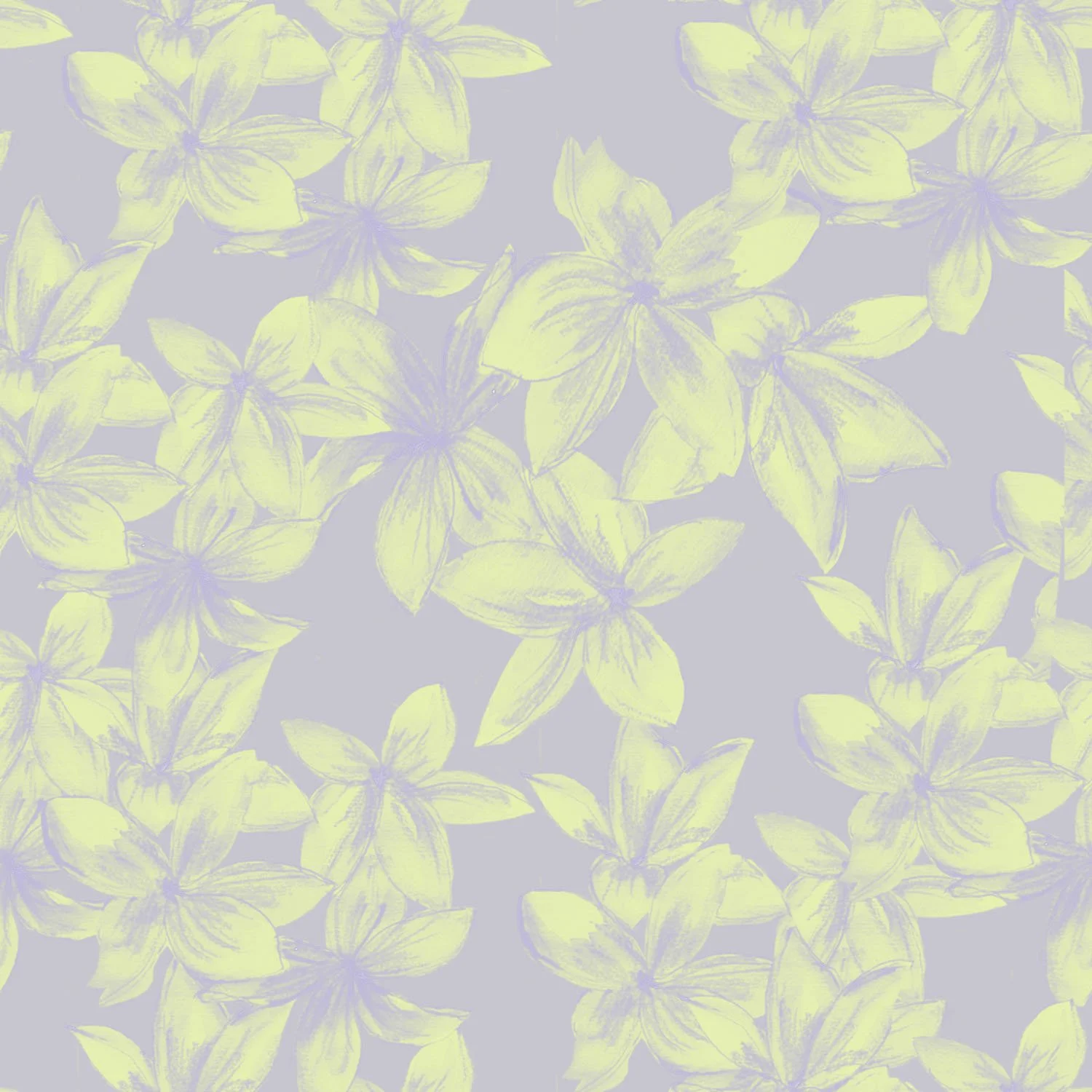 Plumeria flower pattern in light yellow — original textile design by Kaisa Valtakari