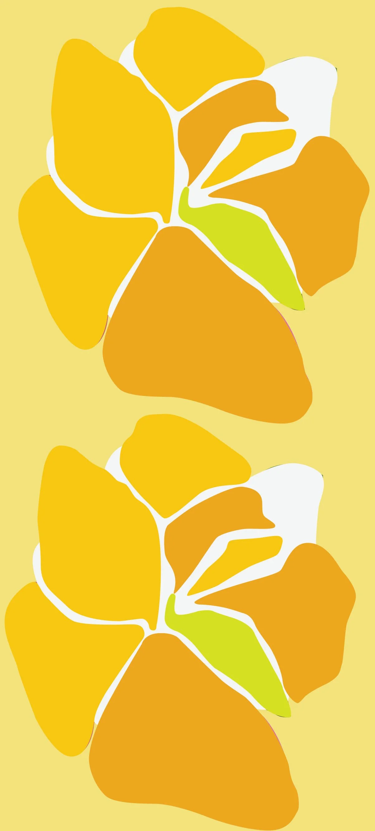 Pansy flower pattern in warm yellow and ochre — original textile design by Kaisa Valtakari