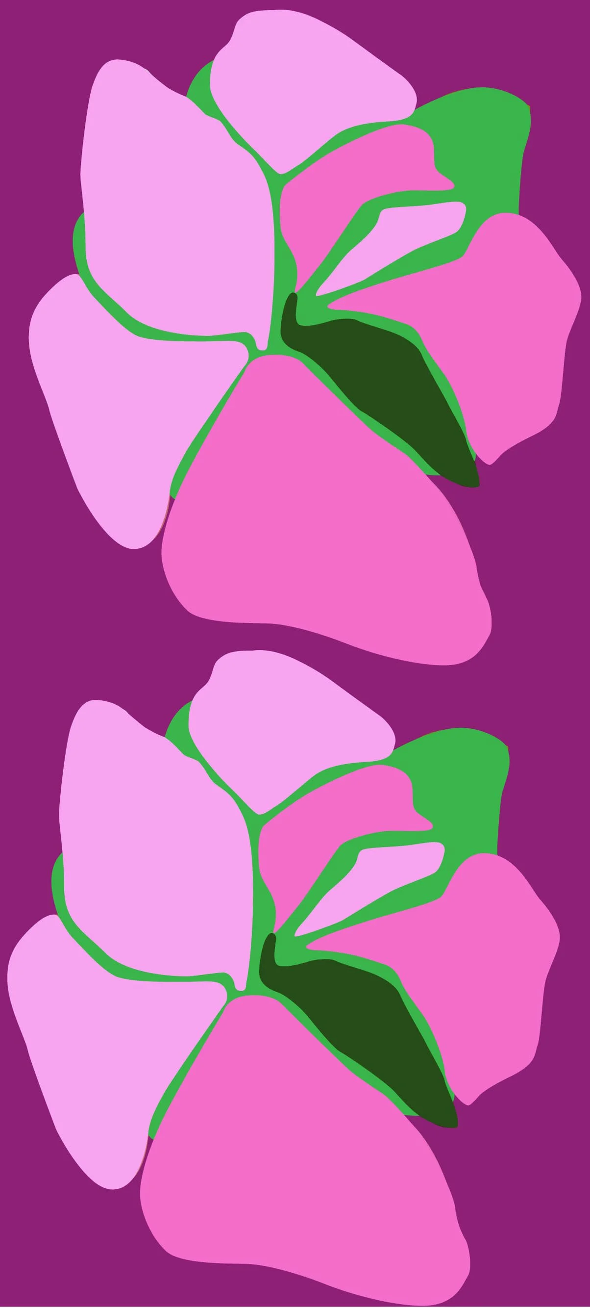 Pansy flower pattern in pink and purple — original textile design by Kaisa Valtakari