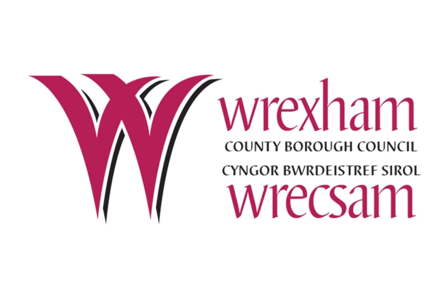 Logo of Wrexham County Borough Council with a stylized "W" and bilingual text in English and Welsh.