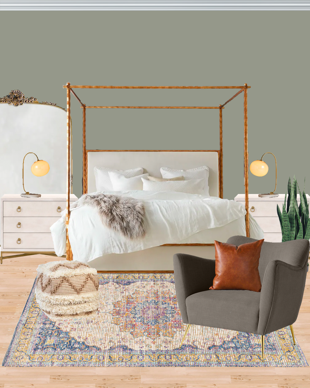 Sherwin Williams Color of the Year 2022 Evergeen Fog Brass and Brick