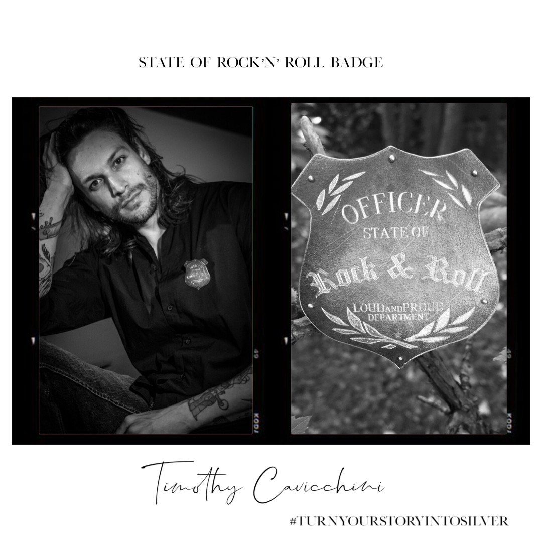 Timothy Cavicchini with his personal silver badge brooch