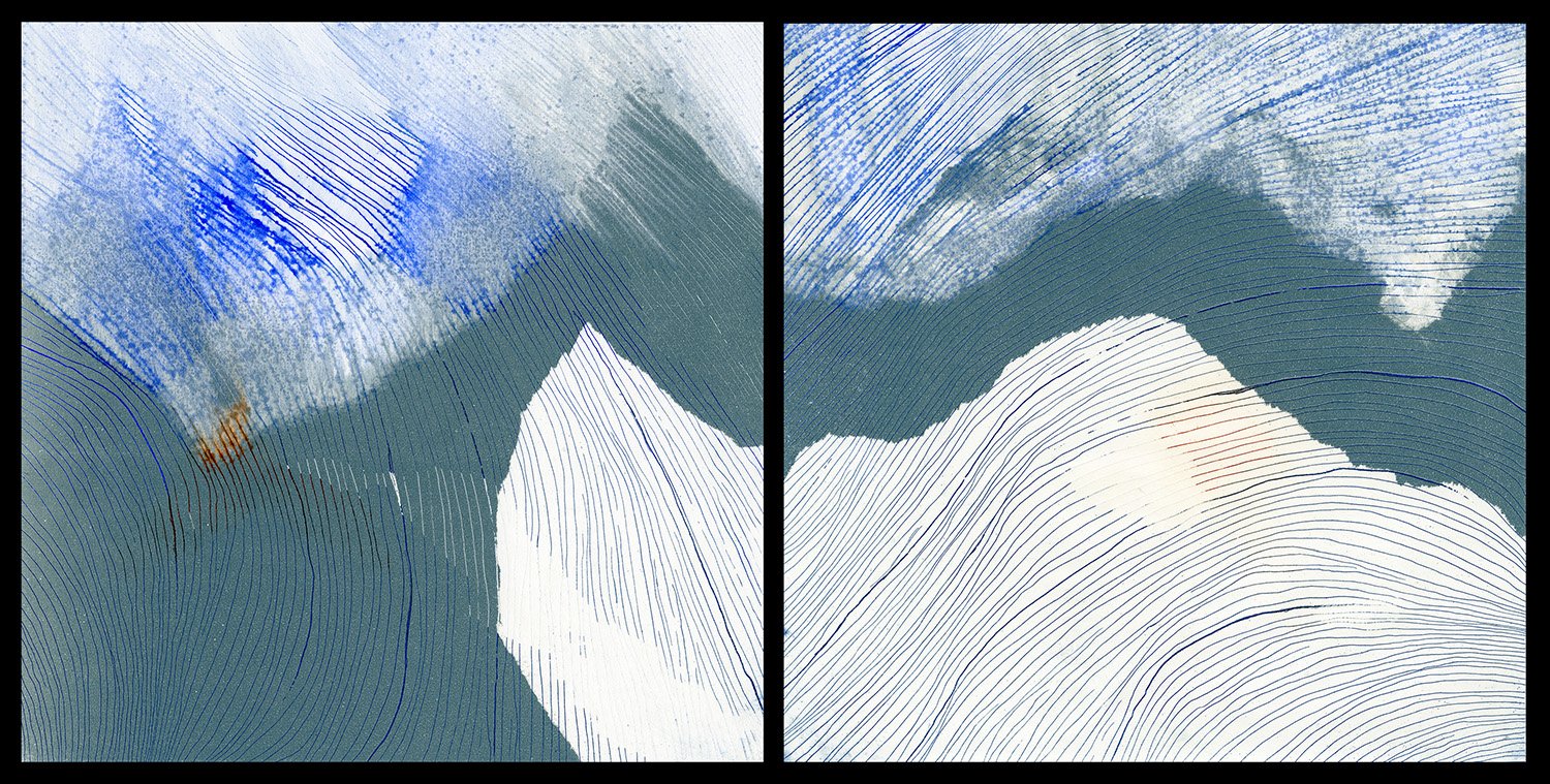 Drift — Diptych of 24 x 24 cm / 9.5 x 9.5" Panels