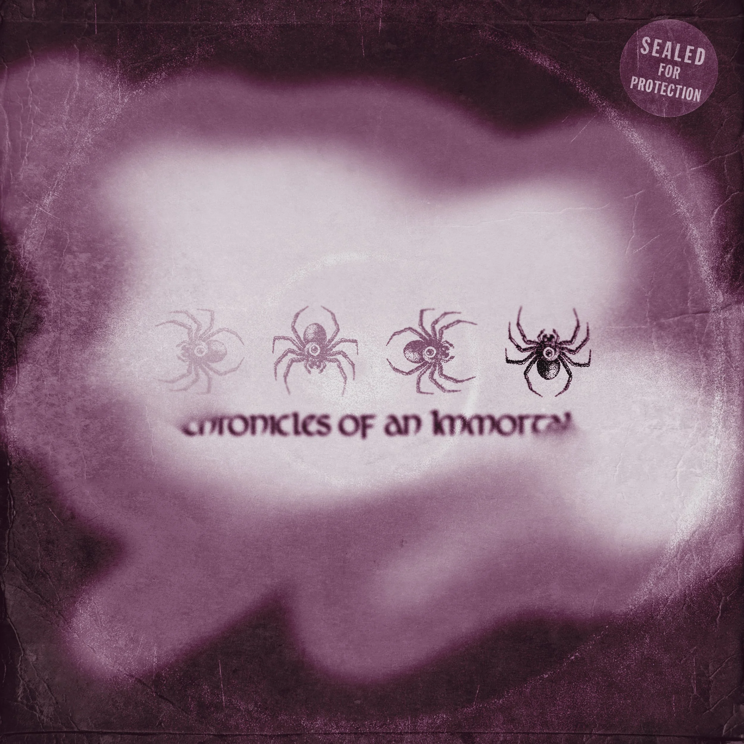 Book cover with a dark purple background featuring four illustrations of spiders in different sizes and styles, and the title 'Chronicles of an Anomaly' in purple text.