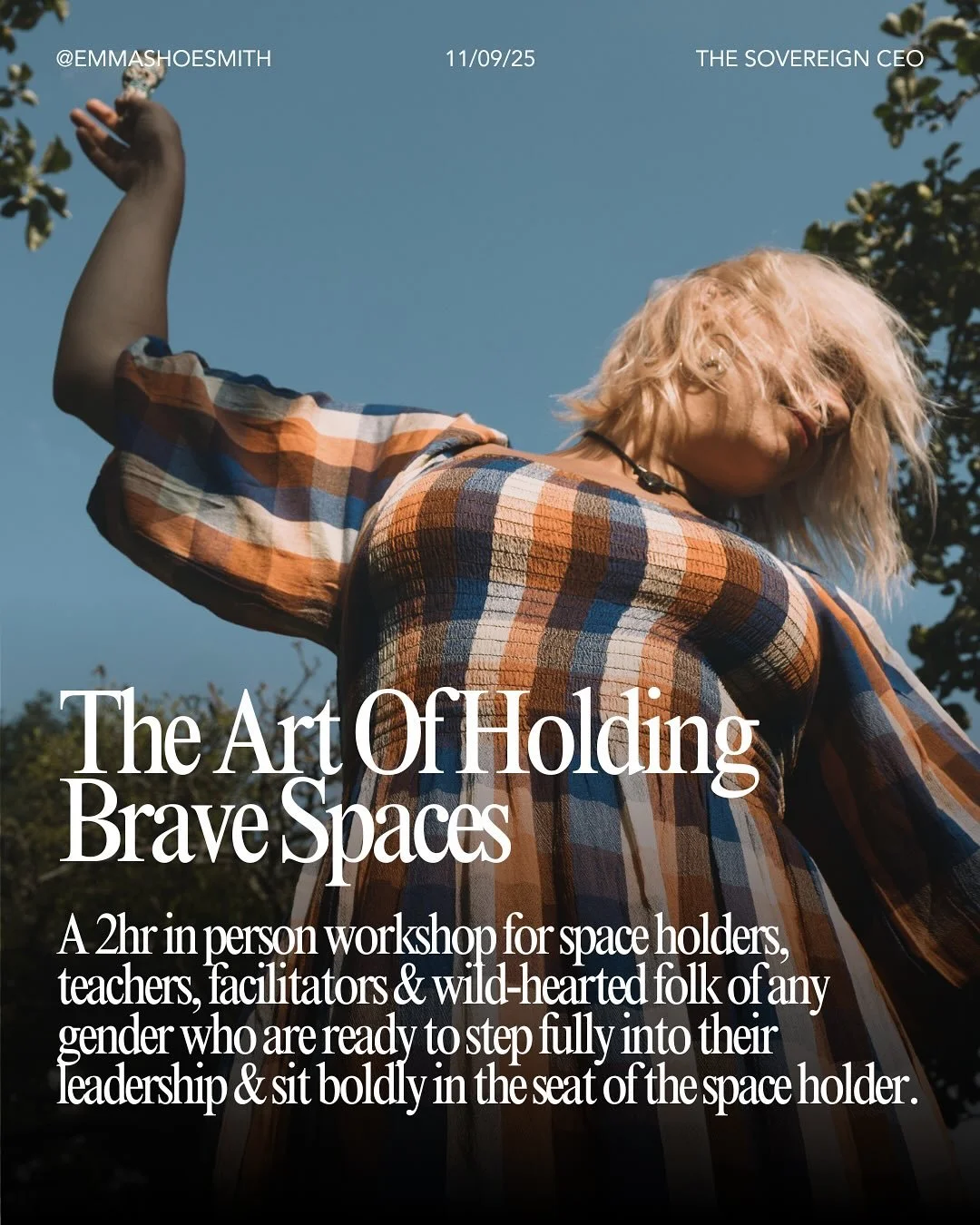 And just like that&hellip;

A new chapter of my space holding journey unfolds 🌀 and I&rsquo;ve been called to share what has taken me many years to cultivate.

The Art of Holding Brave Spaces 🤲

Is an in person 2hr workshop for teachers, facilitato