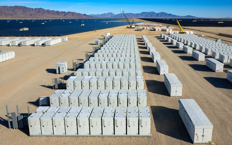 Battery containers at a solar park
