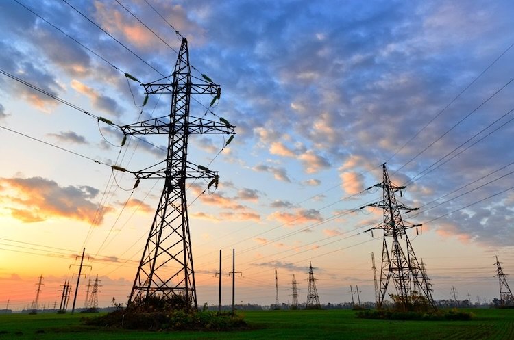 Electricity towers and a beautiful sky