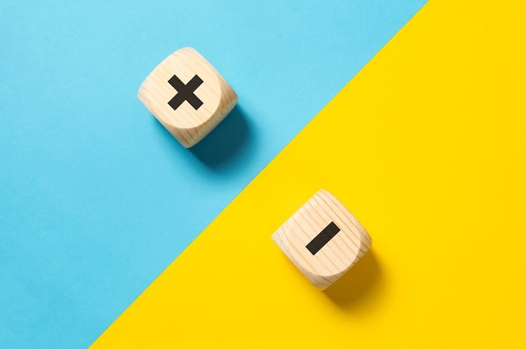 Two-toned background with plus and minus blocks