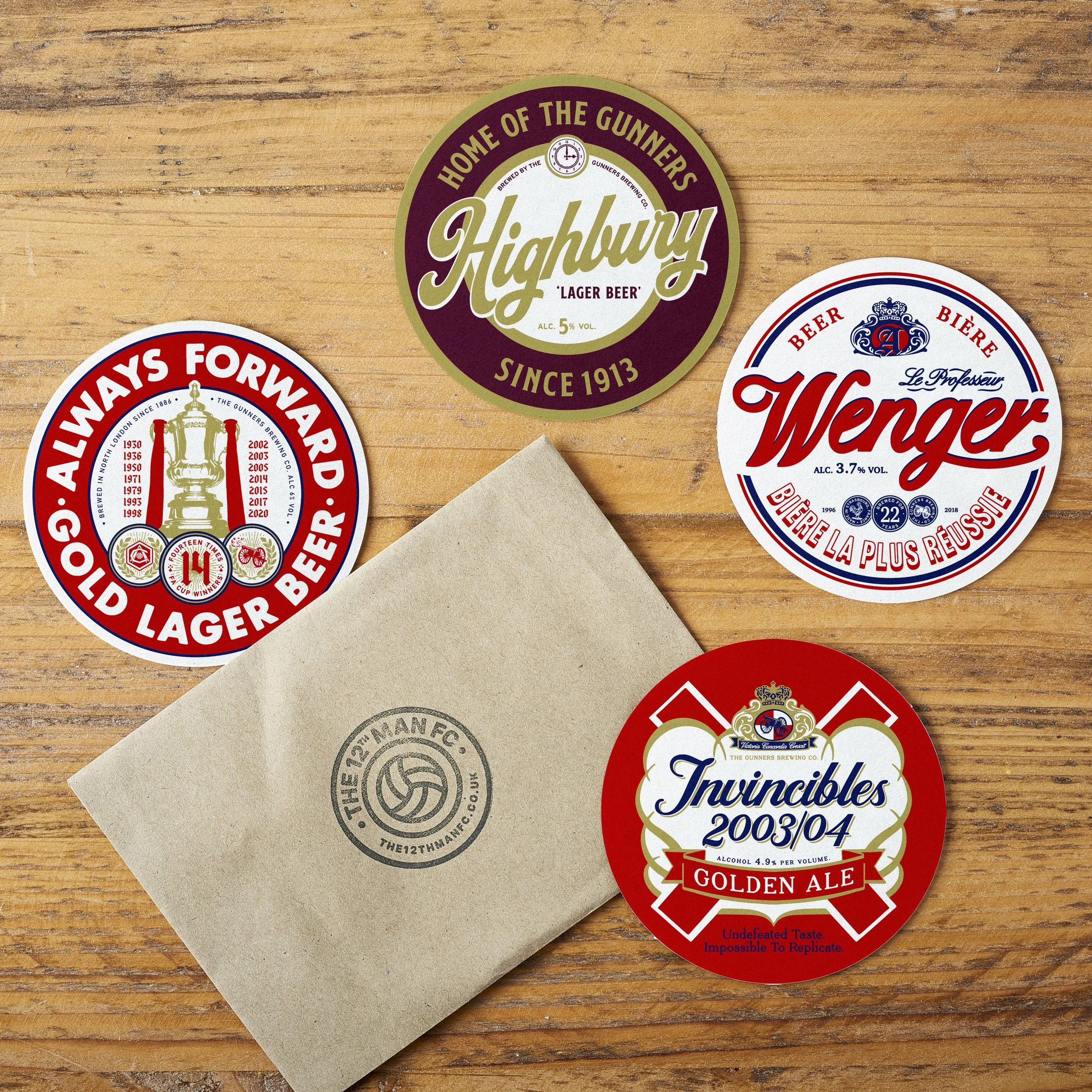 Arsenal FC Beer Mats Set of 12 — The 12th Man FC