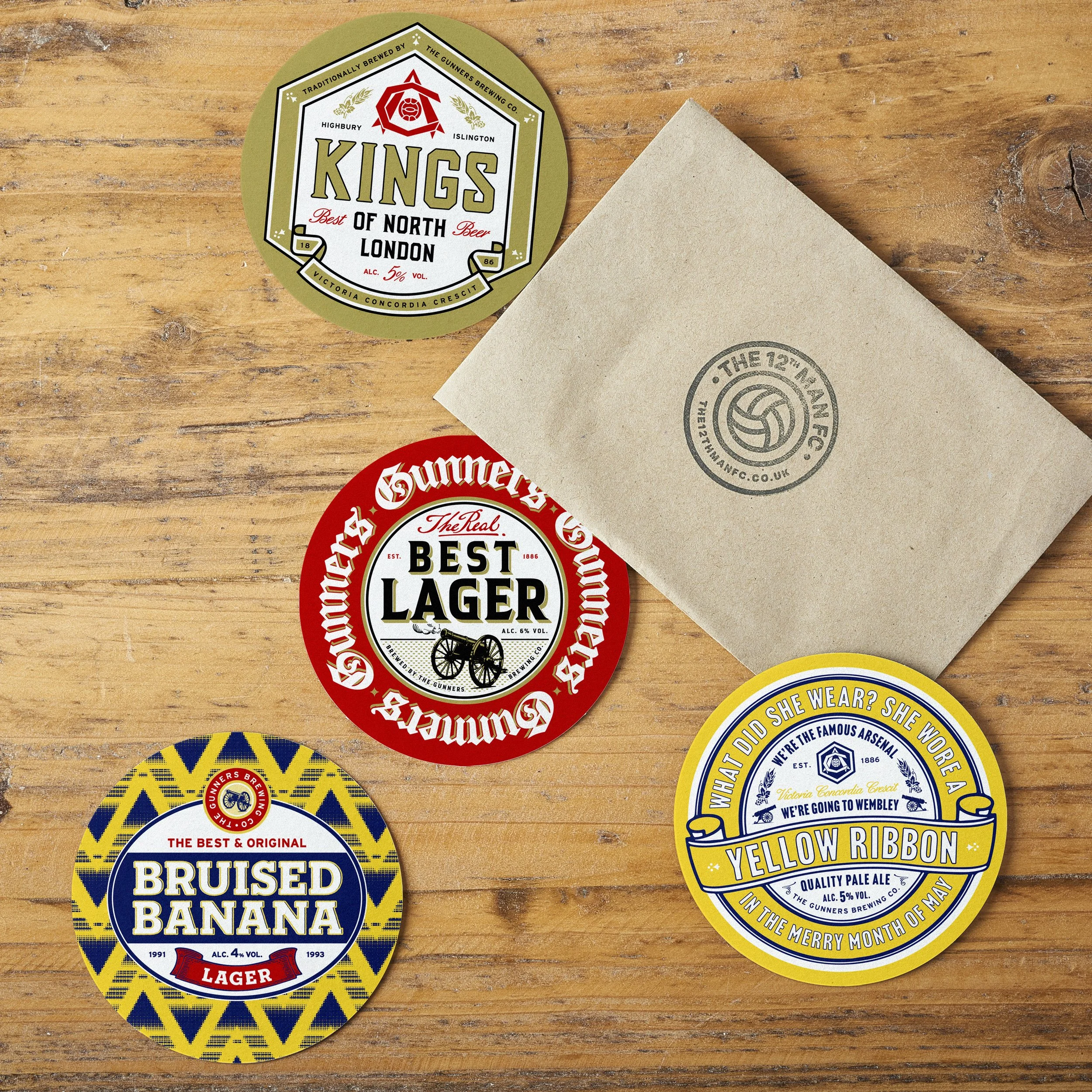 Arsenal FC Beer Mats Set of 12 — The 12th Man FC