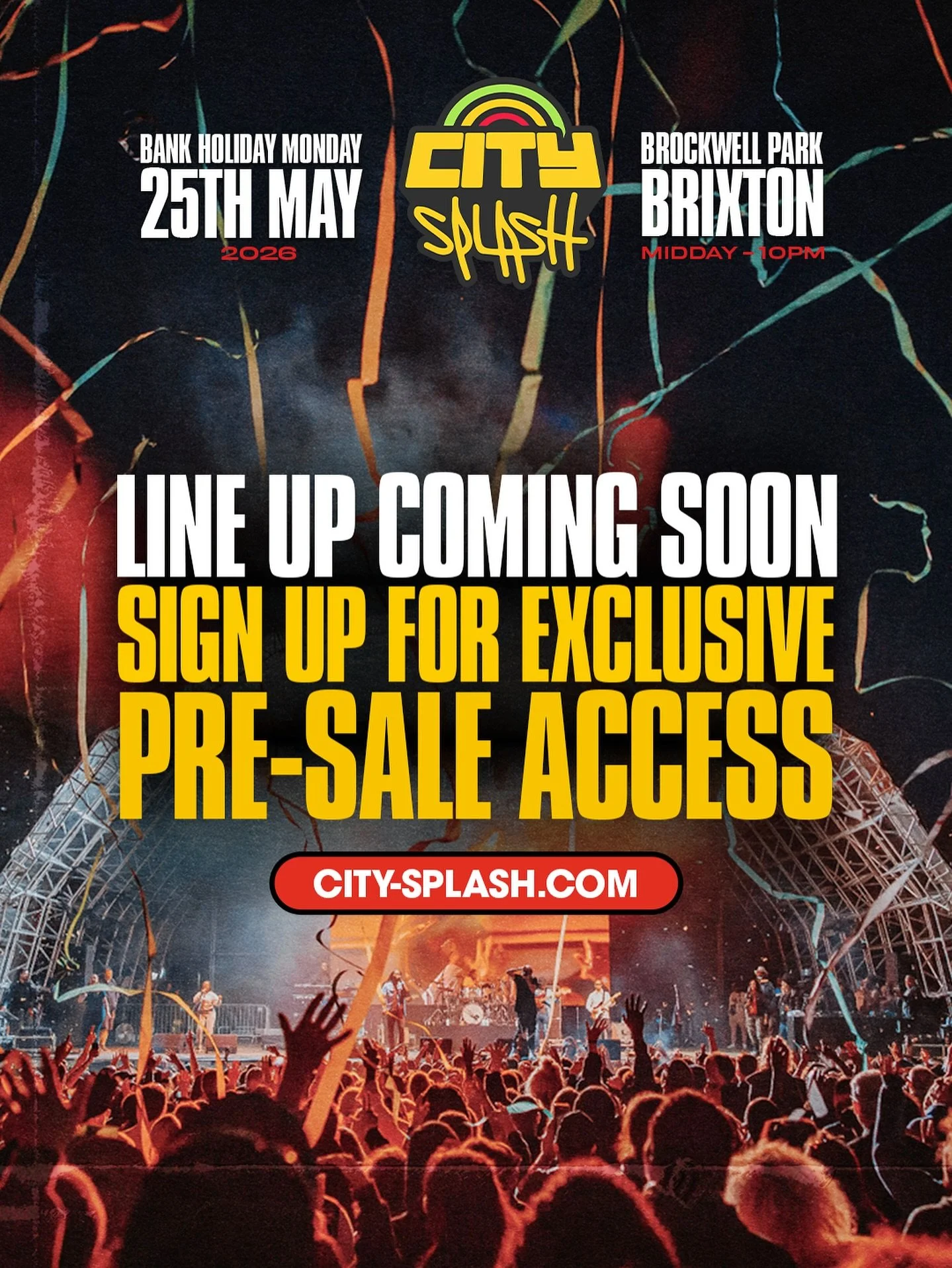 We&rsquo;re not playing&hellip; The City Splash 2026 lineup is coming VERY SOON! 👀🔥 

Sign up now for exclusive access to pre-sale tickets. (At the lowest price they&rsquo;ll ever be!) 

Trust us, you don&rsquo;t want to sleep on this. 

Once you&r
