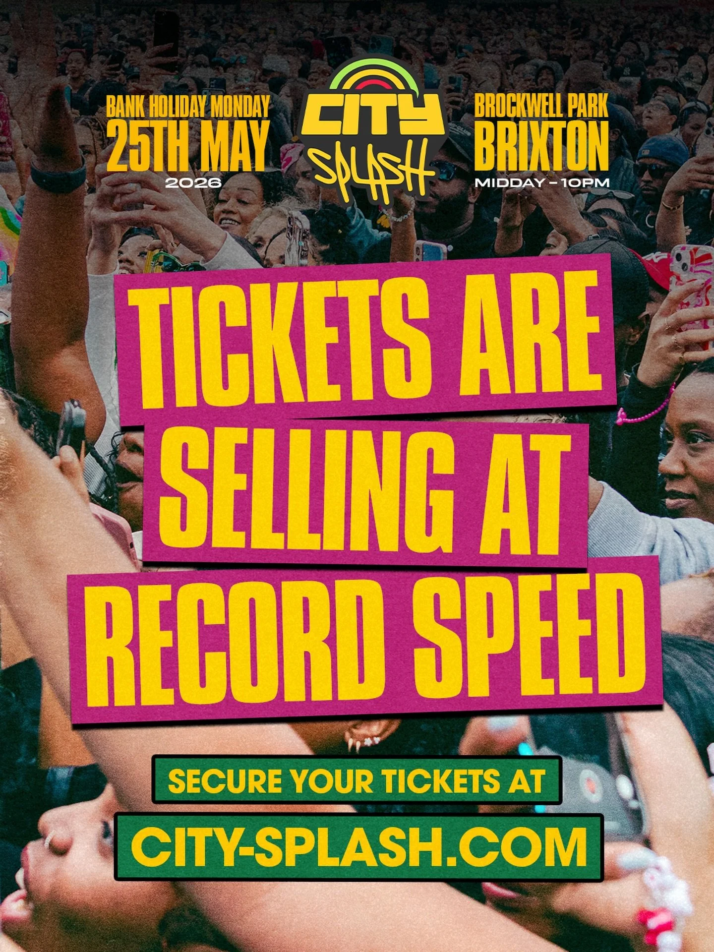The biggest City Splash yet is selling at RECORD speed. Don&rsquo;t sleep on securing a pre-sale ticket today as these options WILL sell out. 🚨

#CitySplash #TheHomeOfCulture
