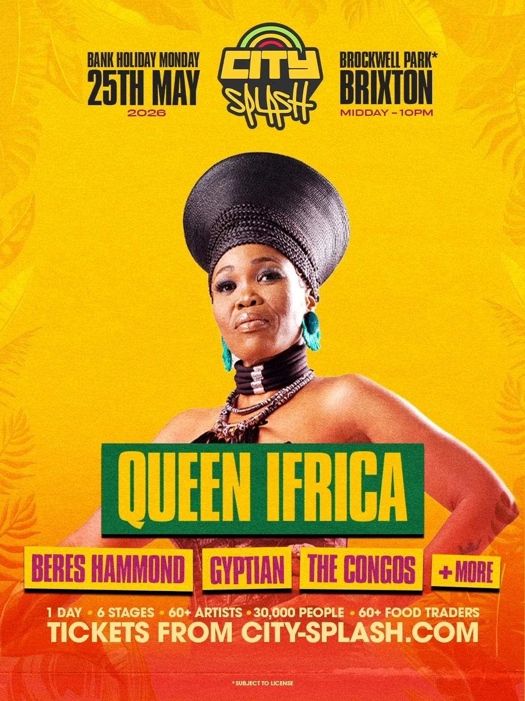 The legendary Queen Ifrica is ready to grace the City Splash stage this May with her powerful &amp; meaningful classics, bringing nothing but pure good energy to the heart of Brixton. ❤️

This is the fastest selling City Splash ever, secure your spot