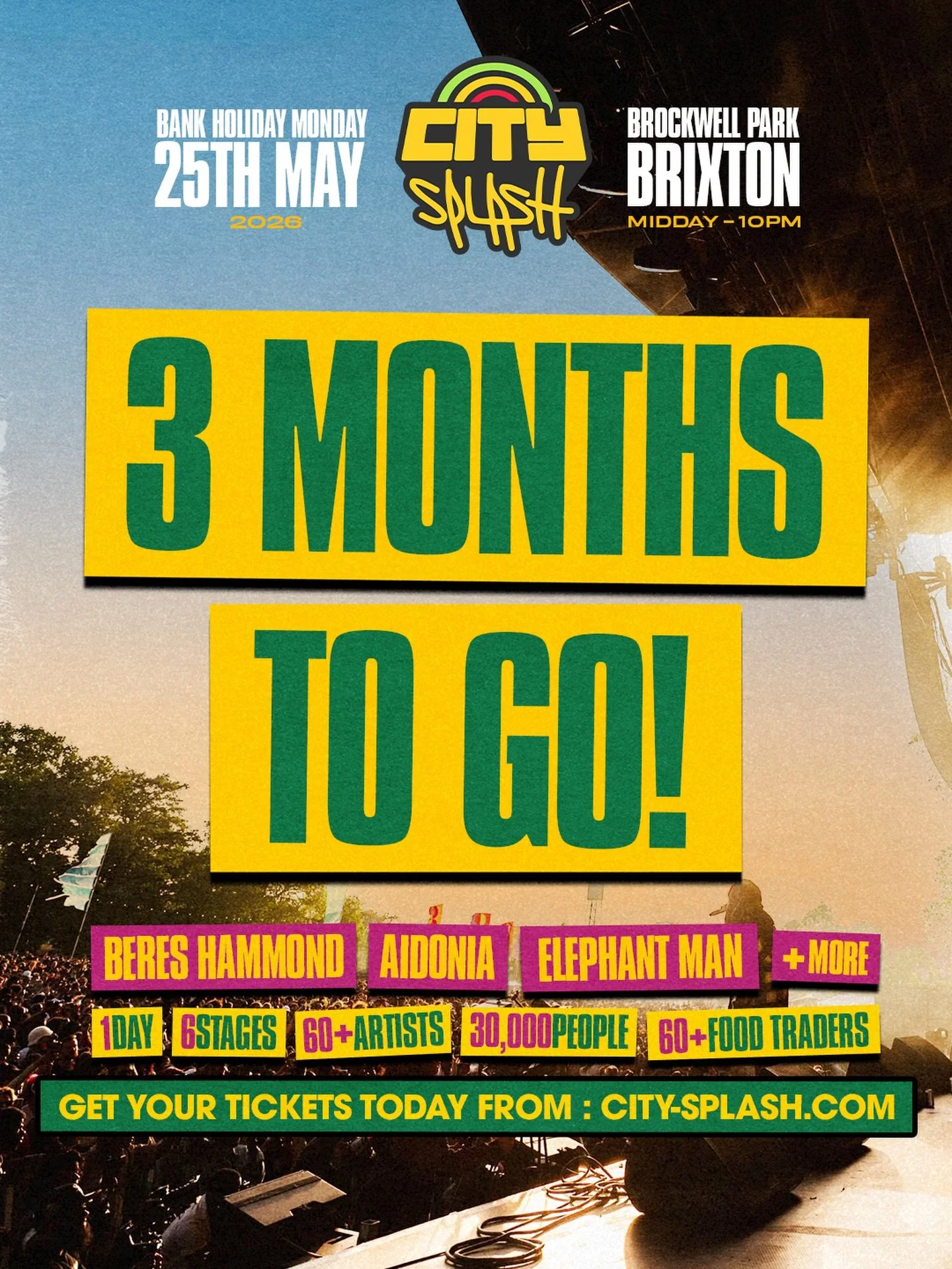 SUNS OUT! &amp; There&rsquo;s only 3 months to go until City Splash is BACK with its BIGGEST &amp; HOTTEST lineup yet 💛

Tickets available in our bio. Act fast they won&rsquo;t last long! 🎟️

#TheHomeOfCulture #CitySplash