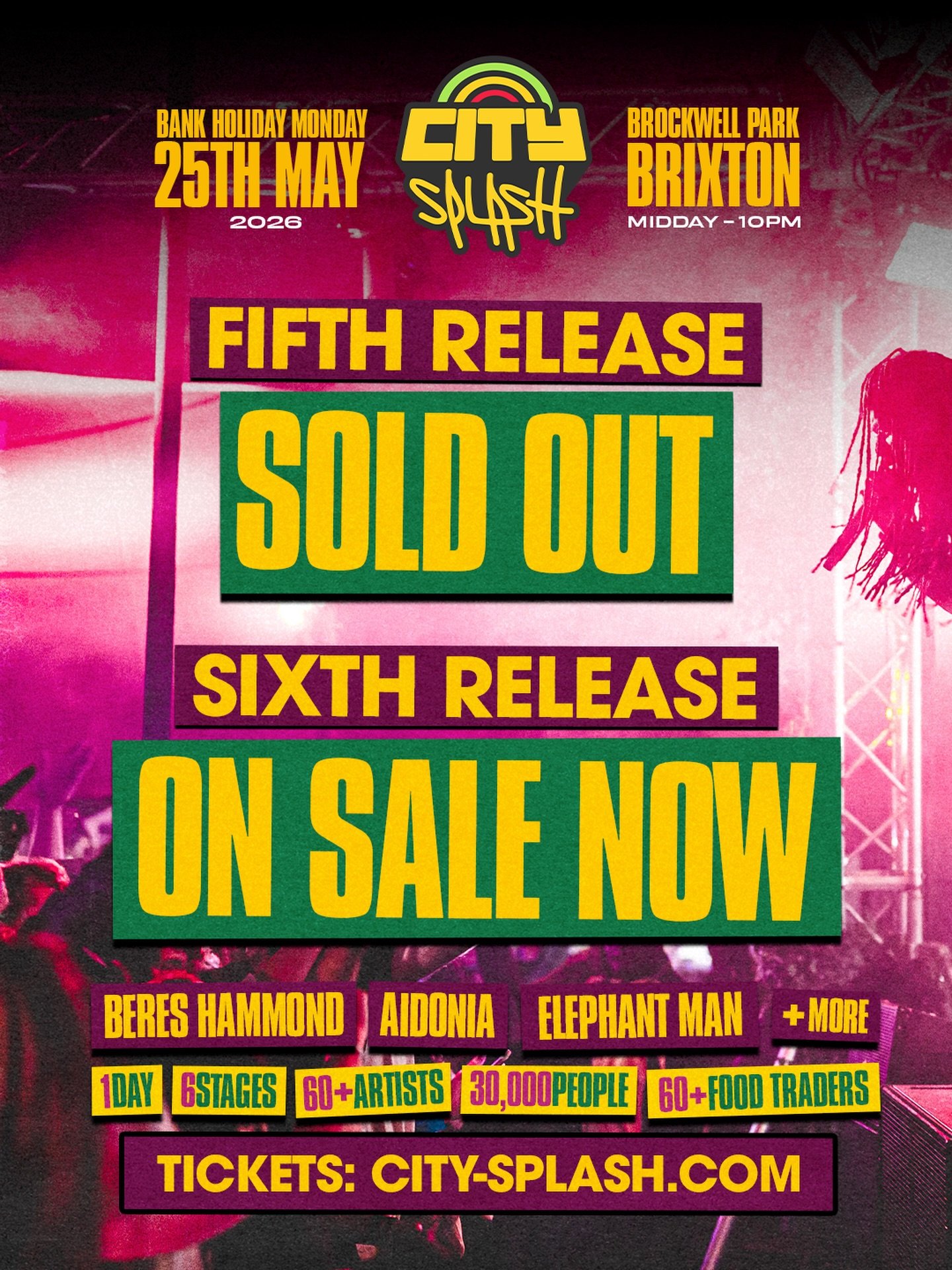 Tickets are FLYING! Fifth Release just sold out! If you haven&rsquo;t locked in your spot, this is your chance as we near closer to May! 💥

Trust us these tickets wont last long. Click the link in our bio to get locked in today 🎟️

#CitySplash #The