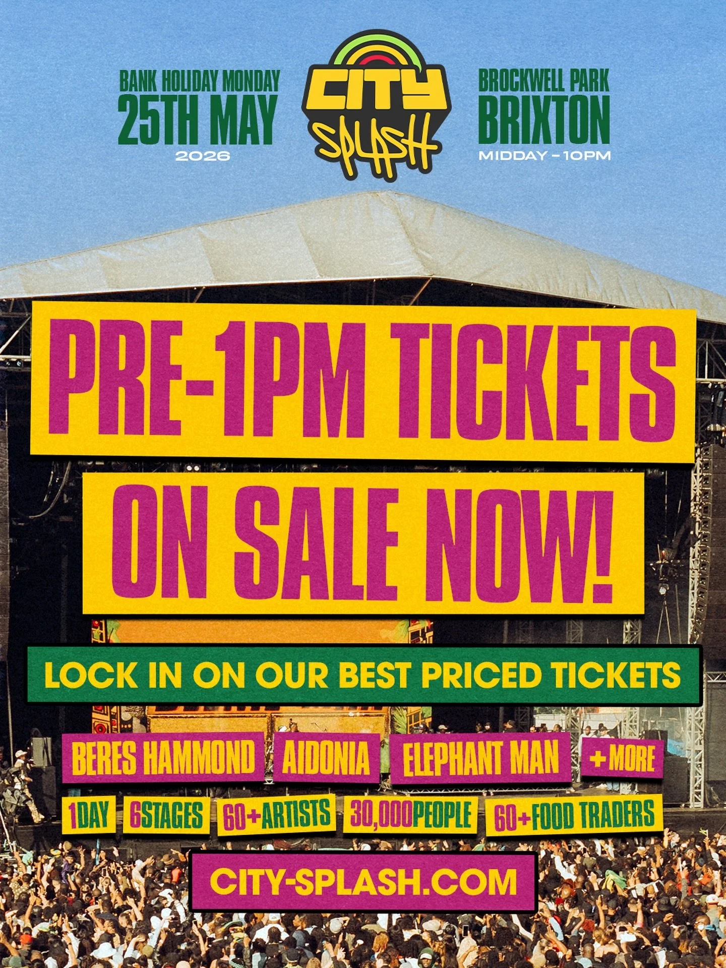 Still deciding!? Our BEST priced option, Pre-1pm&nbsp;tickets are now ON SALE! Be quick as these will FLY &amp; once they&rsquo;re gone they are GONE! 🔥  Click the link in our bio to get locked in now on them! 🎟️

#CitySplash #TheHomeOfCulture