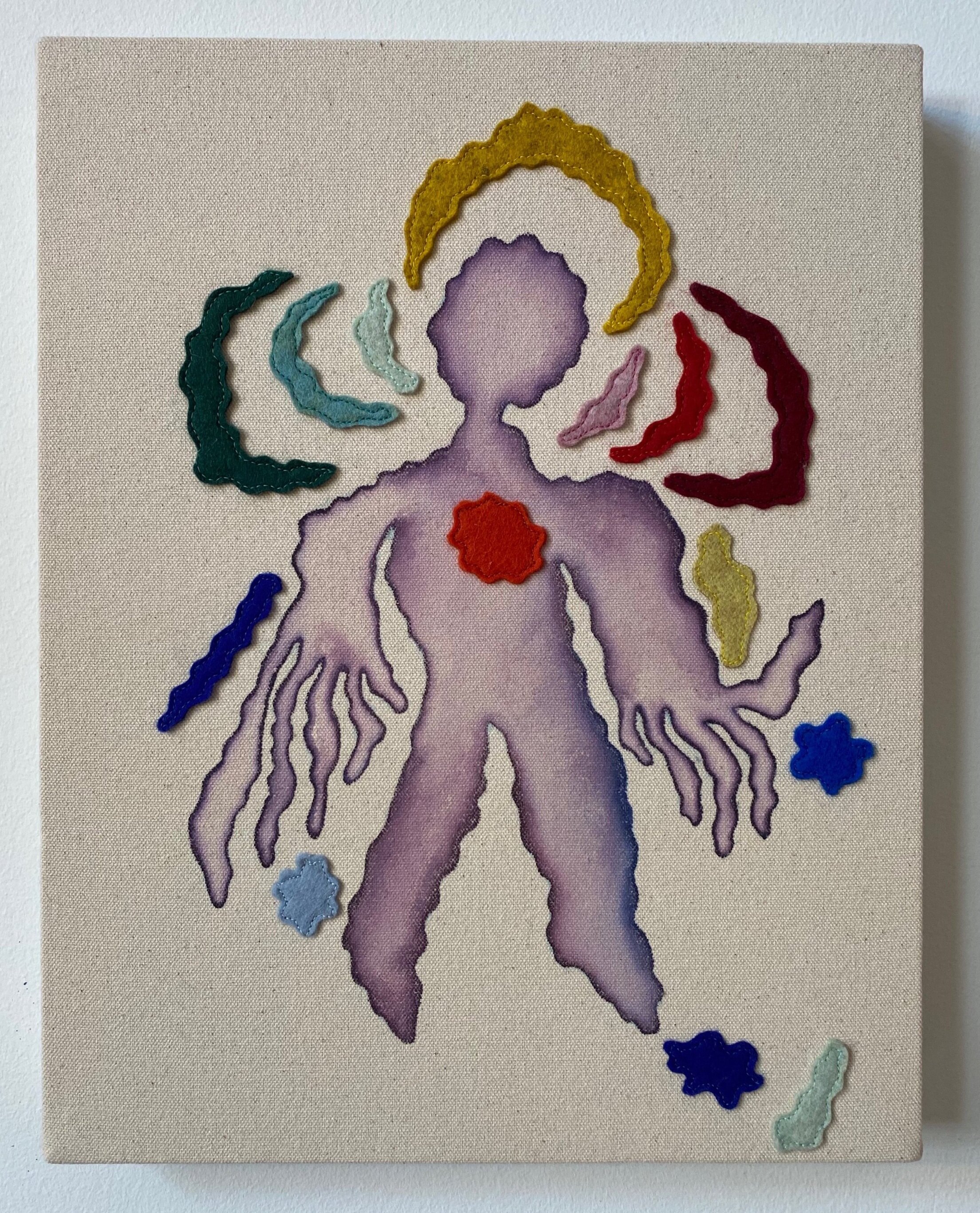 Breathwork body | Watercolor & Felt on Canvas | 11''x14'' | 2021