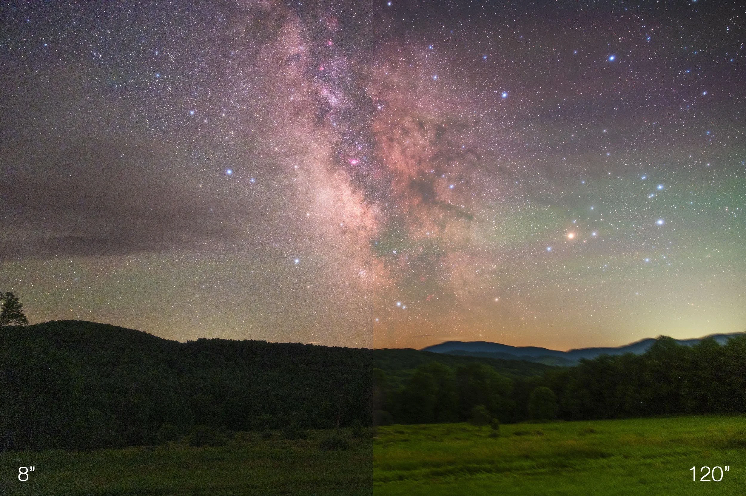 Milky Way Exposure Comparison