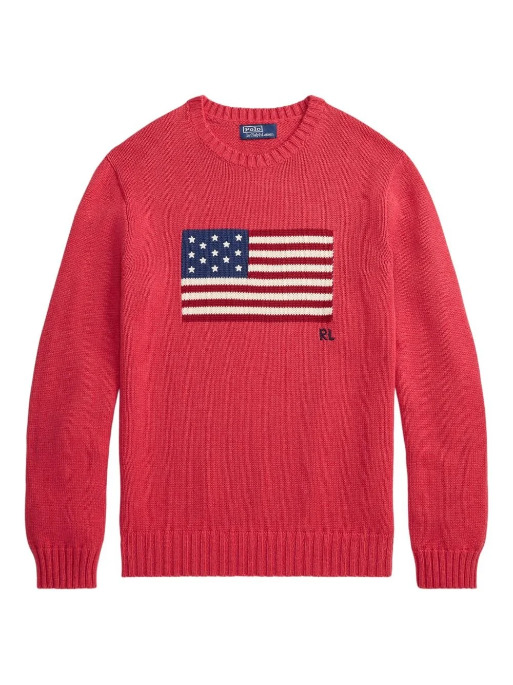 Polo Ralph Lauren Flag Cotton Sweater — Red Topaz