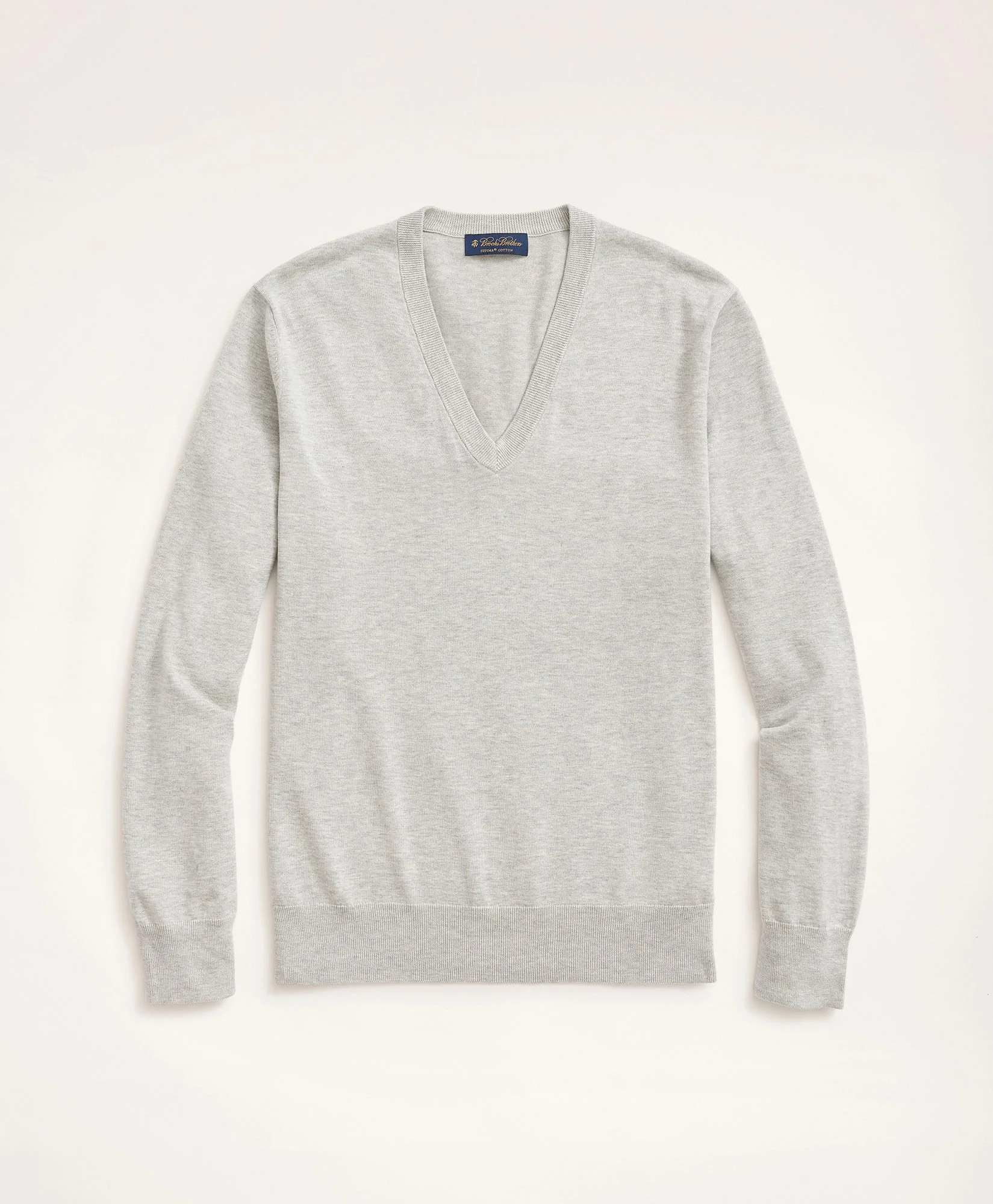 Brooks Brothers Supima Cotton V-Neck Sweater — Grey