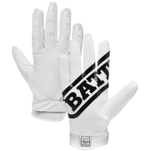 Battle Sports Double Threat Football Receiver Gloves - White - Adult Size