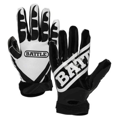 Battle Sports Receiver Football Gloves - Black and White - Youth Size