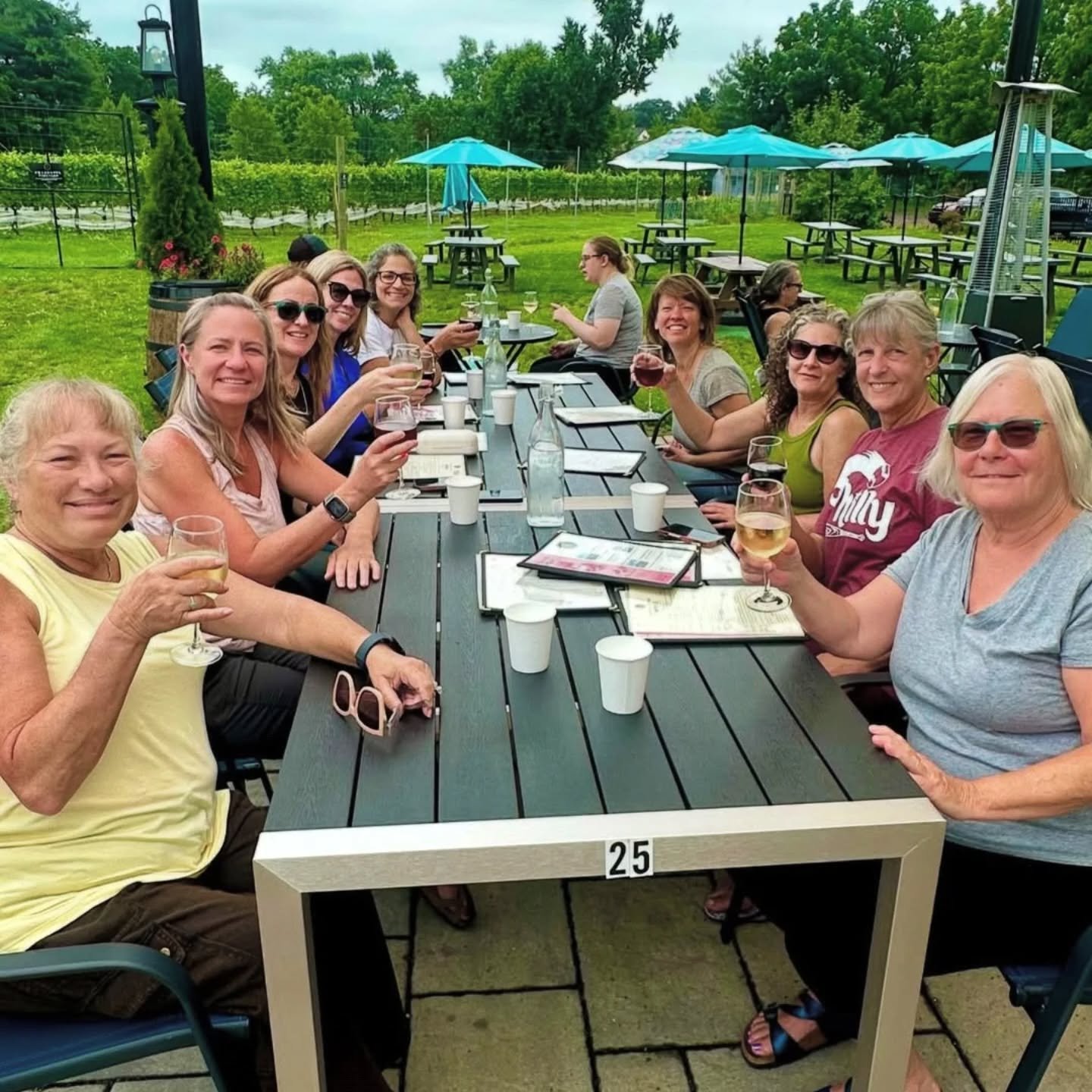One of the reasons I love sharing at @evansburgvineyards is the community and space for connection. 🙏🏼🥂 Some of these ladies have attended events and/or received private services from me for years!

 Being able to meet up for a glass of wine (I re