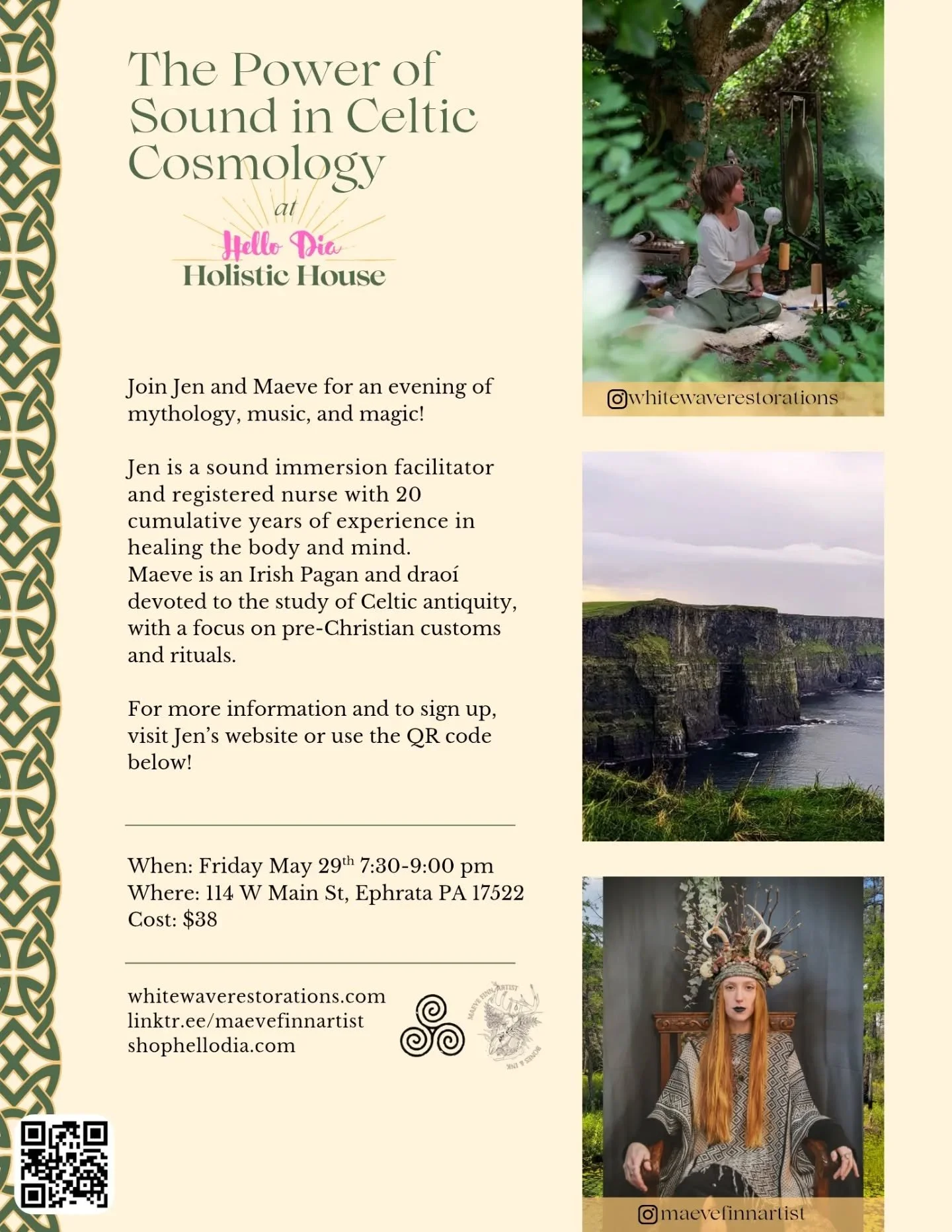 In this workshop, we will discuss the magical uses of sound within early Irish mythology &amp; cosmology, and learn to develop those skills through the power of your own voice using simple songs and chanting techniques rooted in ancient Celtic tradit