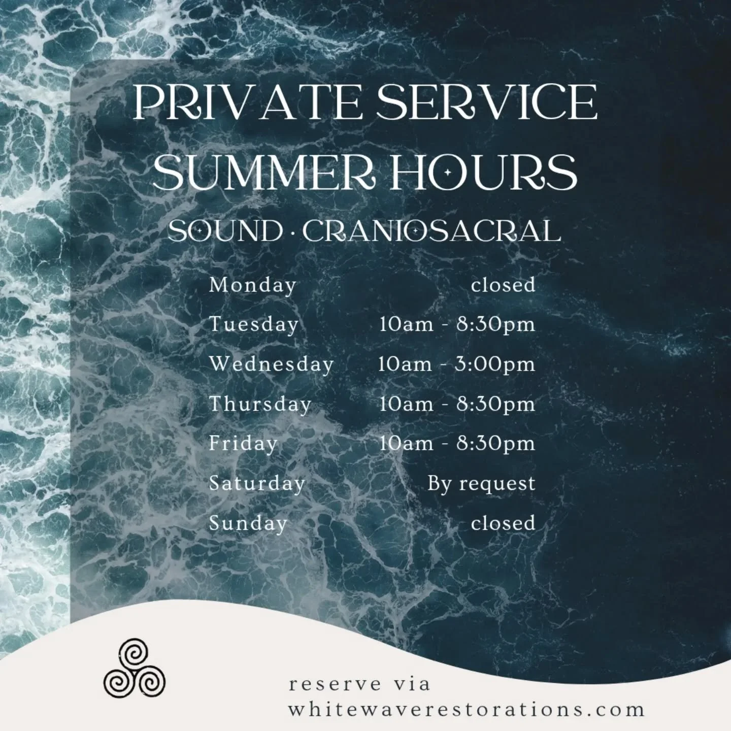 Updated Summer service hours &amp; good ol transparent terms &amp; conditions! 🌊☀️🍥🌸 Thanks for supporting your local sound lady! 🧚🏼&zwj;♀️

Keep your grounding in the midst of this wild &amp; wavy season of heat. Our culture is set to ride on c