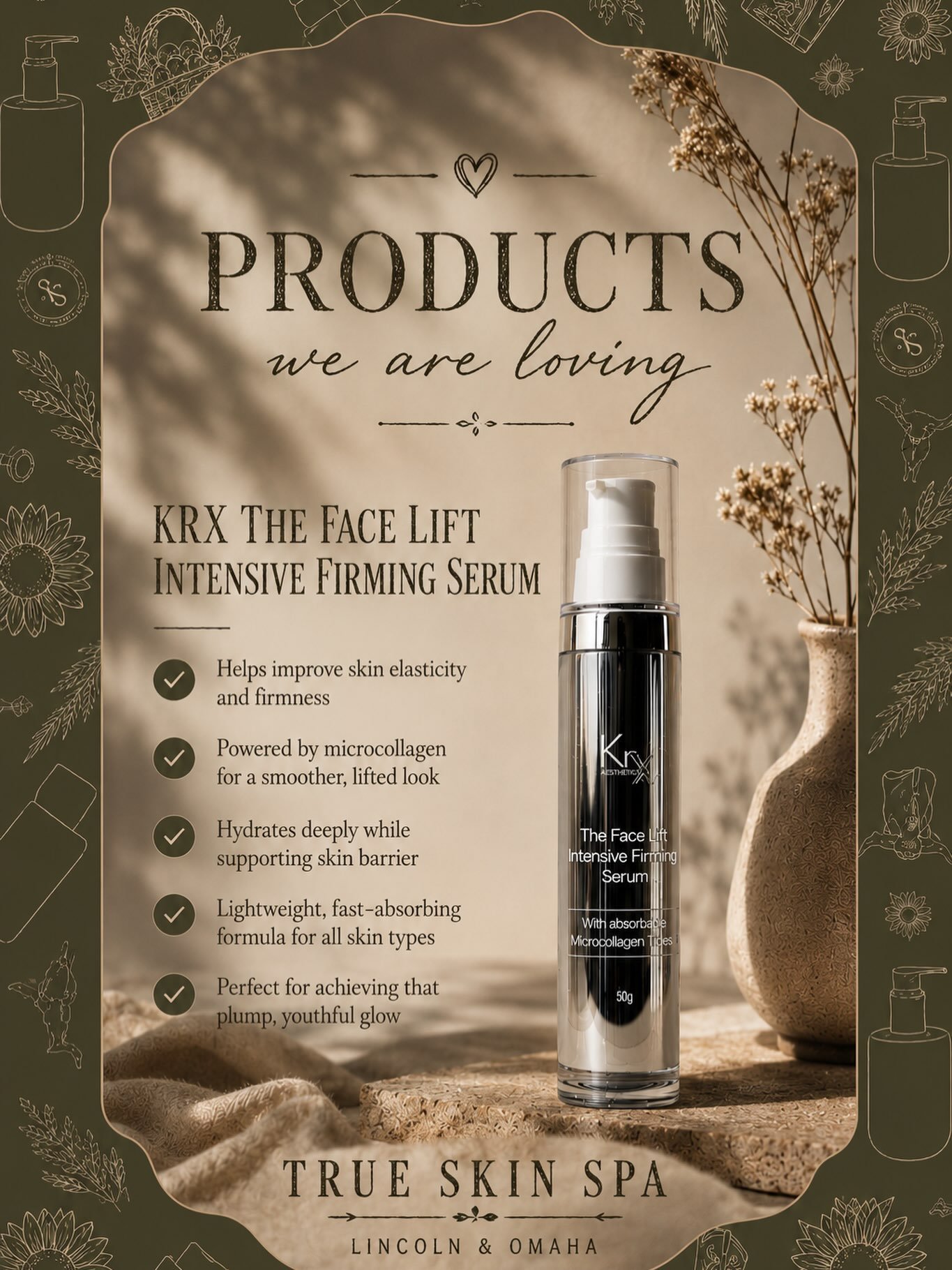 Botox in a Bottle

You need this.

Purchase here: https://www.vagaro.com/trueskinspa/products/korean-skincare/krx-the-face-lift-intensive-firming-serum/Z33UehzbR2-S8j97zCapoIN1WTJ2yoLonEH54zxAQWw=