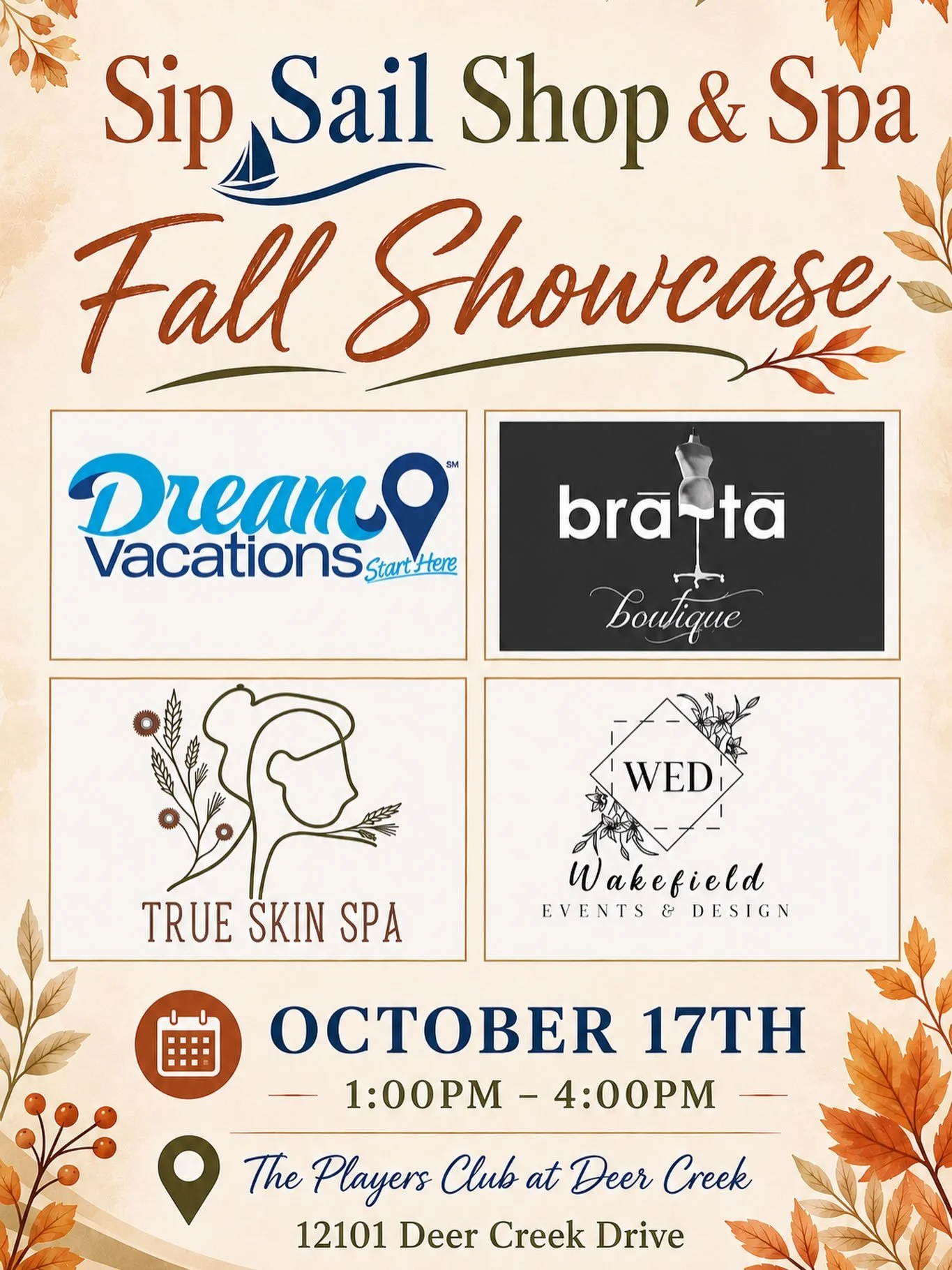 🍂🤎 FALL SHOWCASE EXCLUSIVES! 🤎🍂

We&rsquo;re so excited to be part of the Sip, Sail, Shop &amp; Spa Fall Showcase on Saturday, October 17th in Omaha!

And you KNOW we couldn&rsquo;t show up without bringing some amazing deals! ✨

🛍️ 20% OFF ALL 