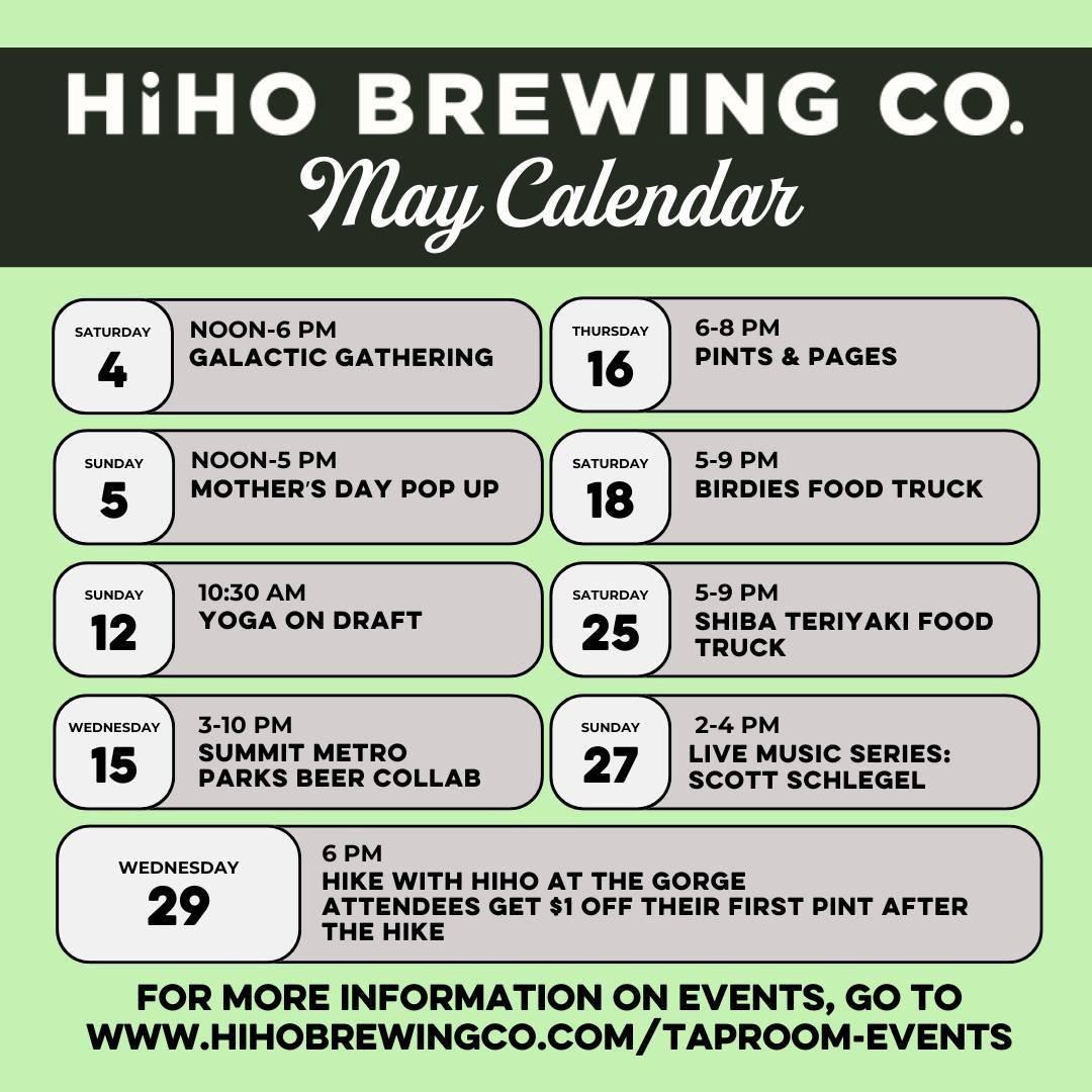 May is almost here! Check out our calendar with all the events coming up. We can&rsquo;t wait to see your faces in the taproom! 🍻

Click the link in our bio for more information on our events.

#hihobrewingco #cuyahogafalls #akronohio #cleveland #su