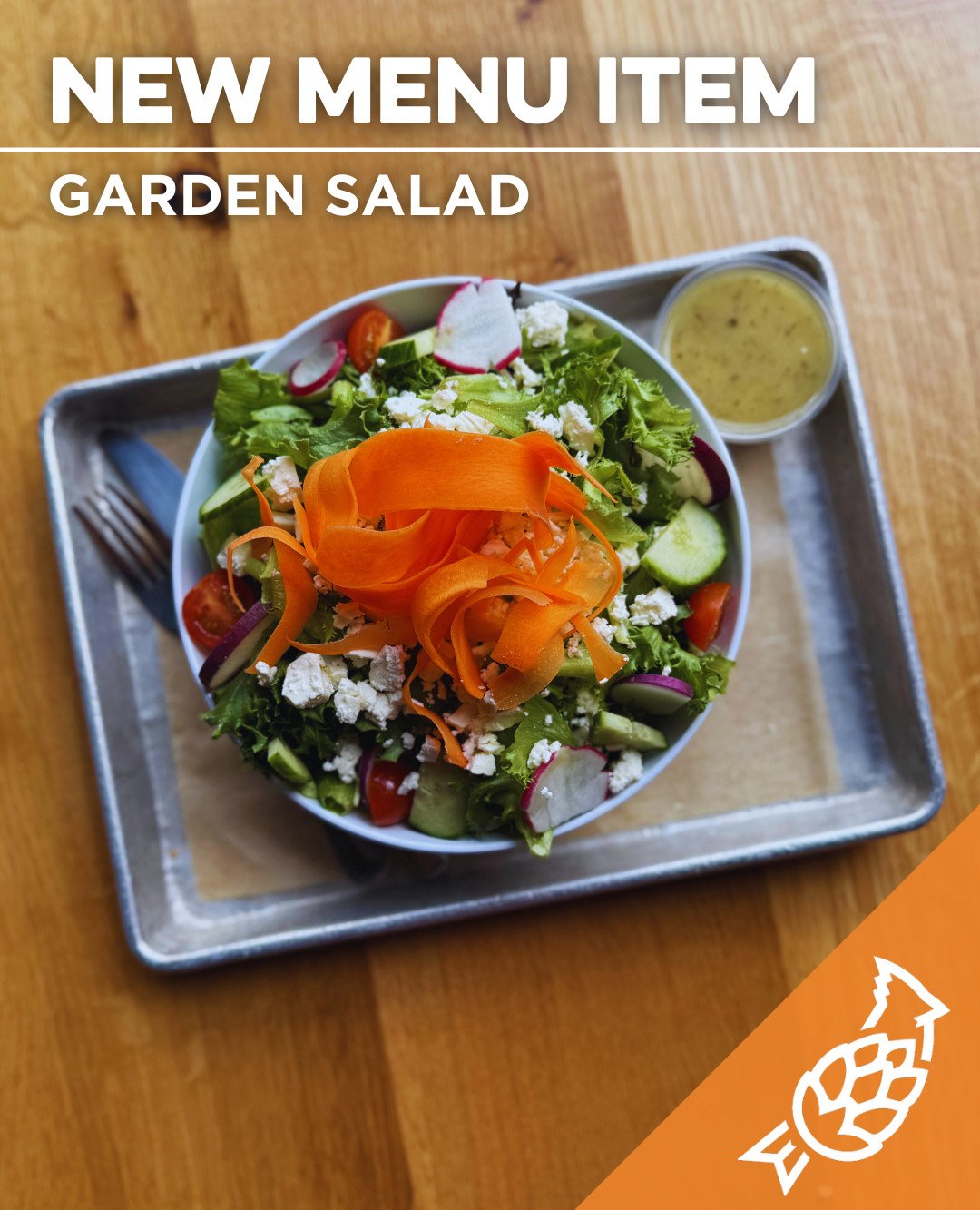 Say hello to the Garden Salad!

A crisp, colorful, and crazy-fresh addition to the HiHO lineup.

Local mixed greens, CFHS radishes, carrot ribbons, cherry tomatoes, cucumber and feta with a lemon thyme vinaigrette dressing on the side.

Ingredients s
