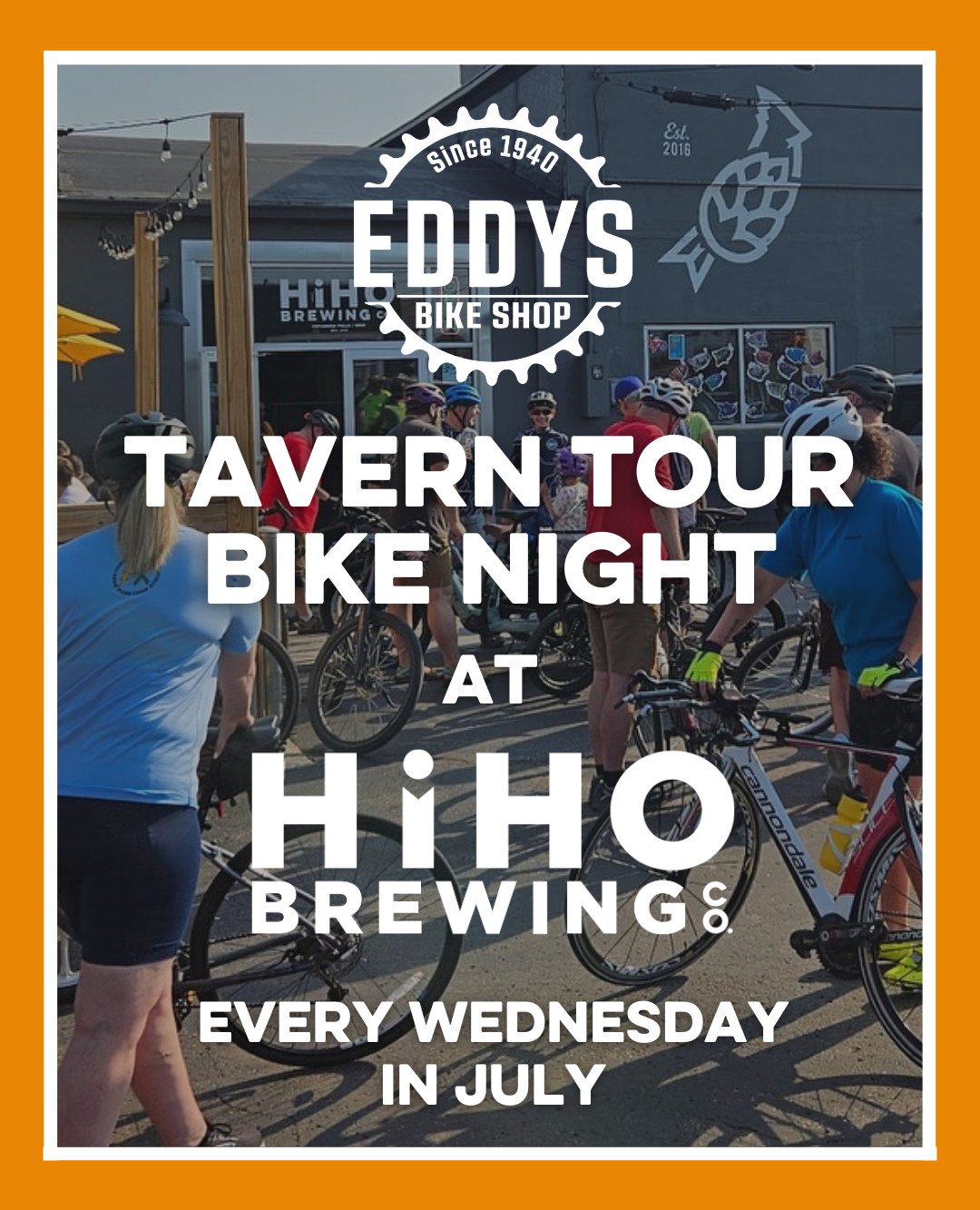 🚲 Bike Night is rollin&rsquo; all summer long!

Every Wednesday in July, swing by HiHO from 3&ndash;10PM as part of @Eddysbikeshop Tavern Tour!

Ride your bike, grab a pint, and get 10% off your beer! You&rsquo;ll also score a raffle ticket each vis