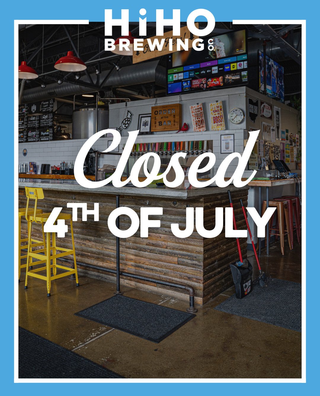 Happy 4th from all of us at HiHO!🍻

Wishing you a fun and safe day filled with good beer, great company, and a little time to relax.

We&rsquo;ll be back on the 5th, come and see us!🎆