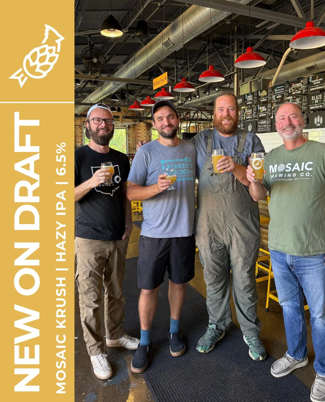 NEW ON DRAFT: Mosaic Krush🍊

This bright, fruity Hazy IPA with hints of tangerine, pineapple and grapefruit was brewed in collaboration with our friends from Mosaic Brewing Co. in Tremont.

This beer is already becoming a staff favorite, stop down a
